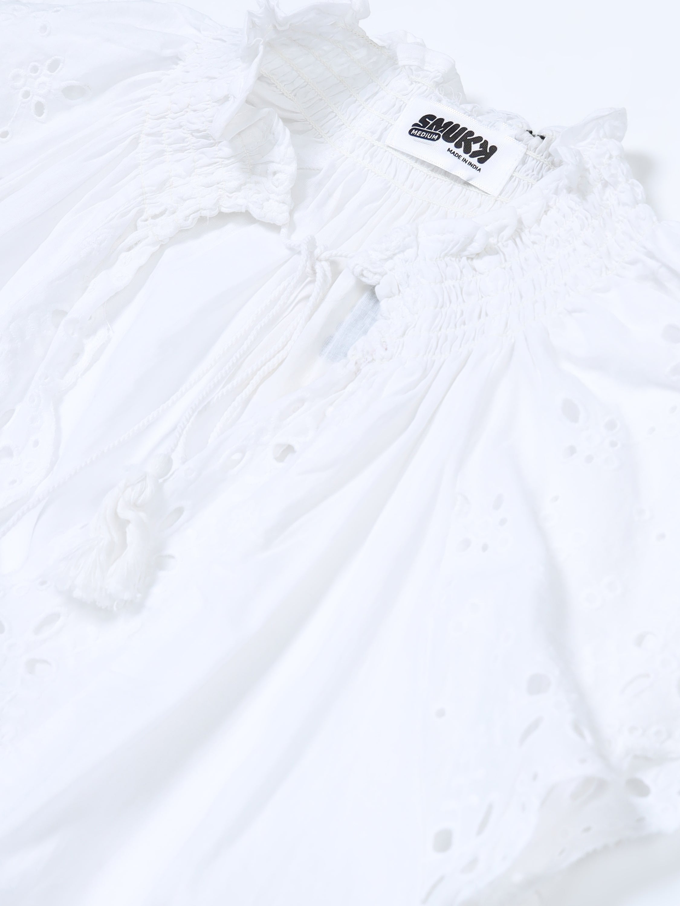 Women White Schiffli Top