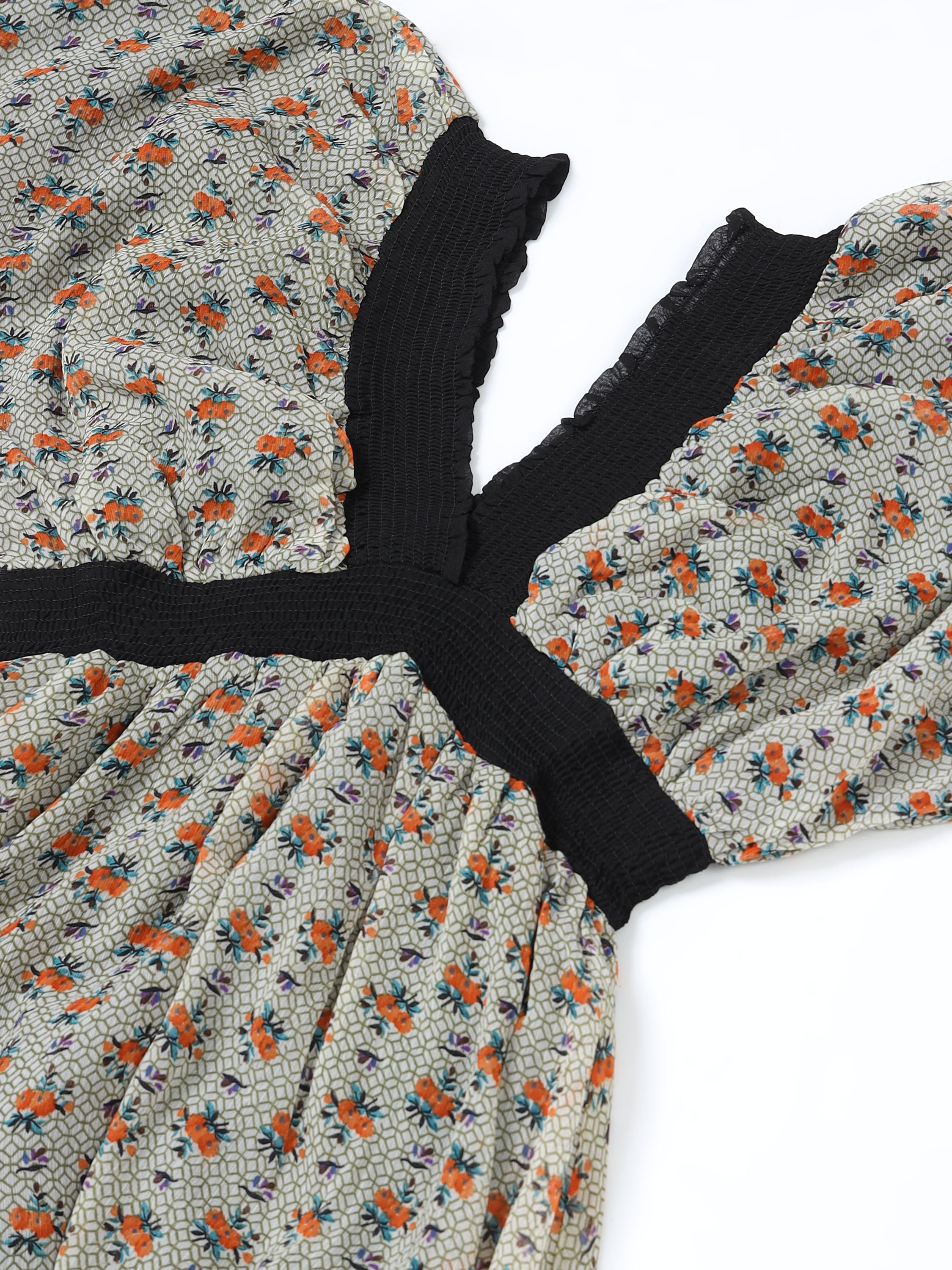 Women Printed Flared High Low Dress