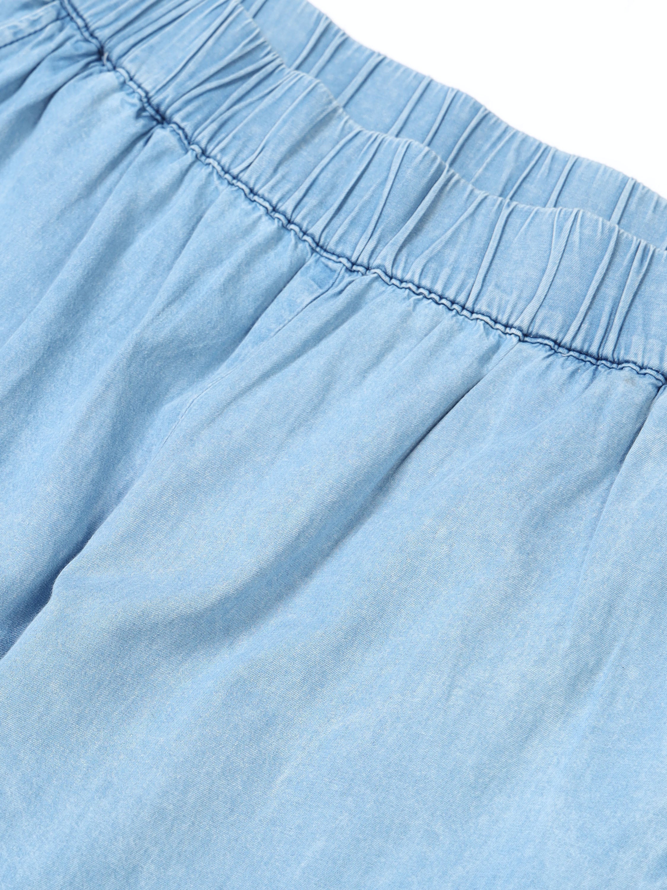 Women Blue Denim Relaxed Plazzo