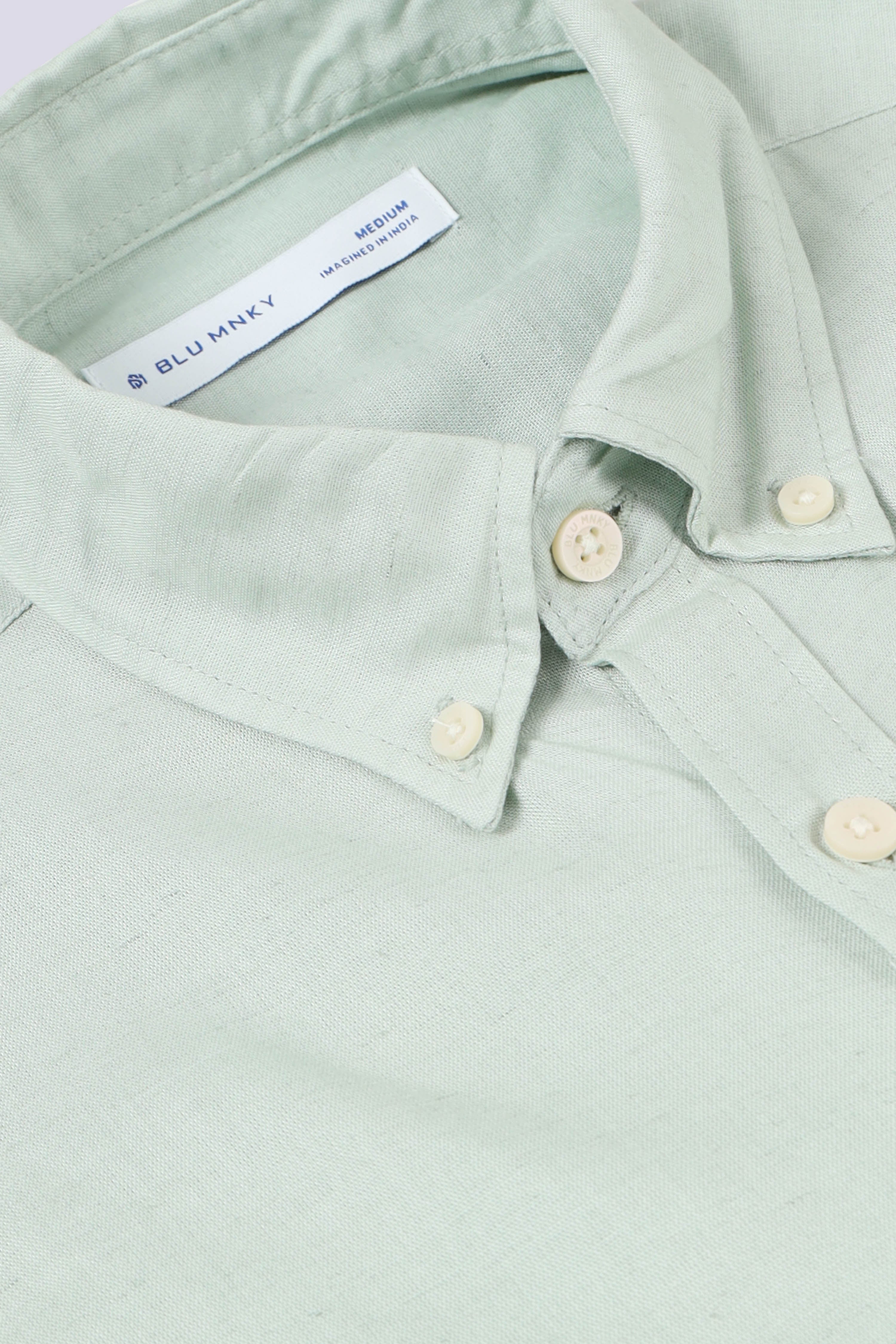 Men Green Viscose Linen Shirt