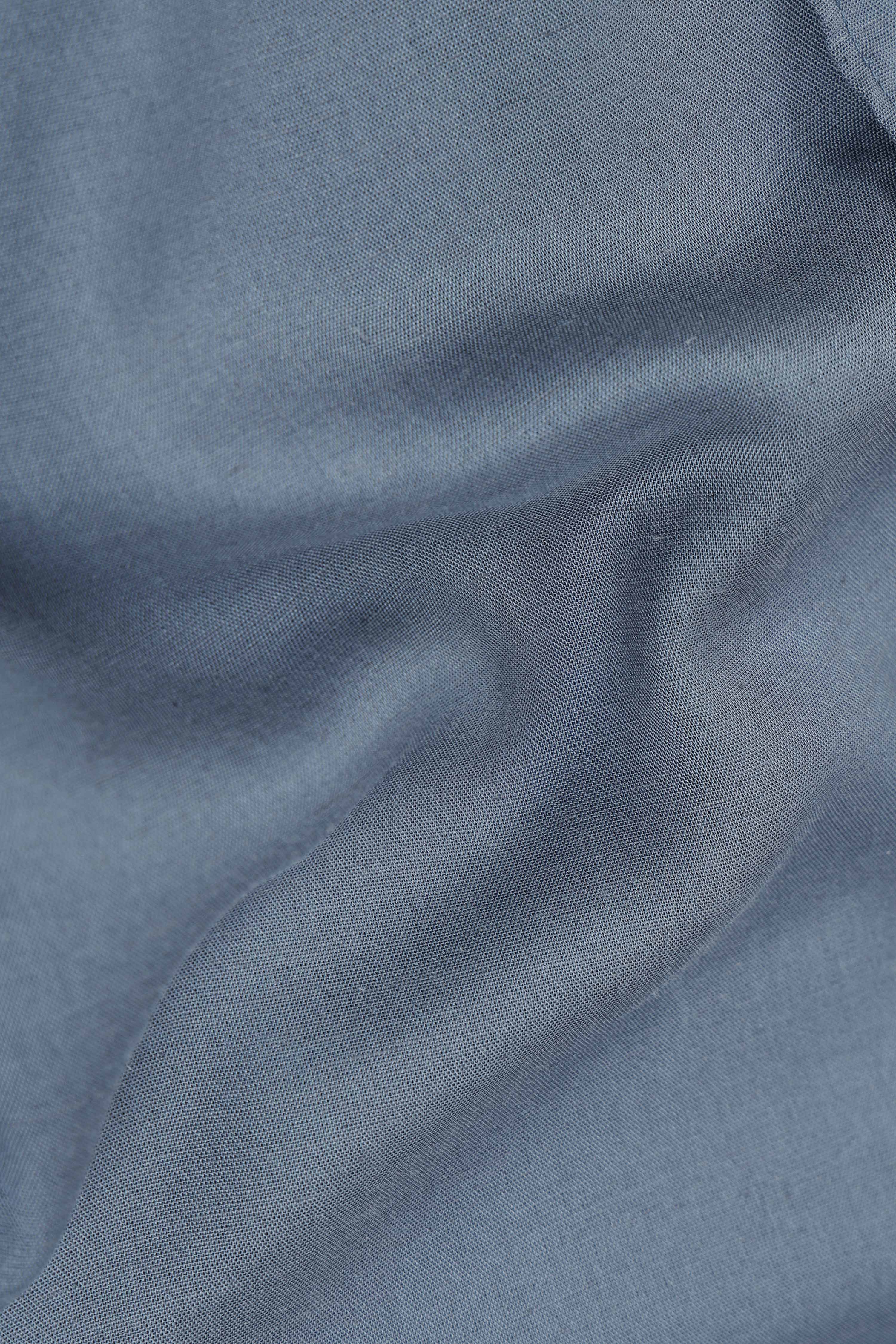 Men Blue Viscose Linen Shirt