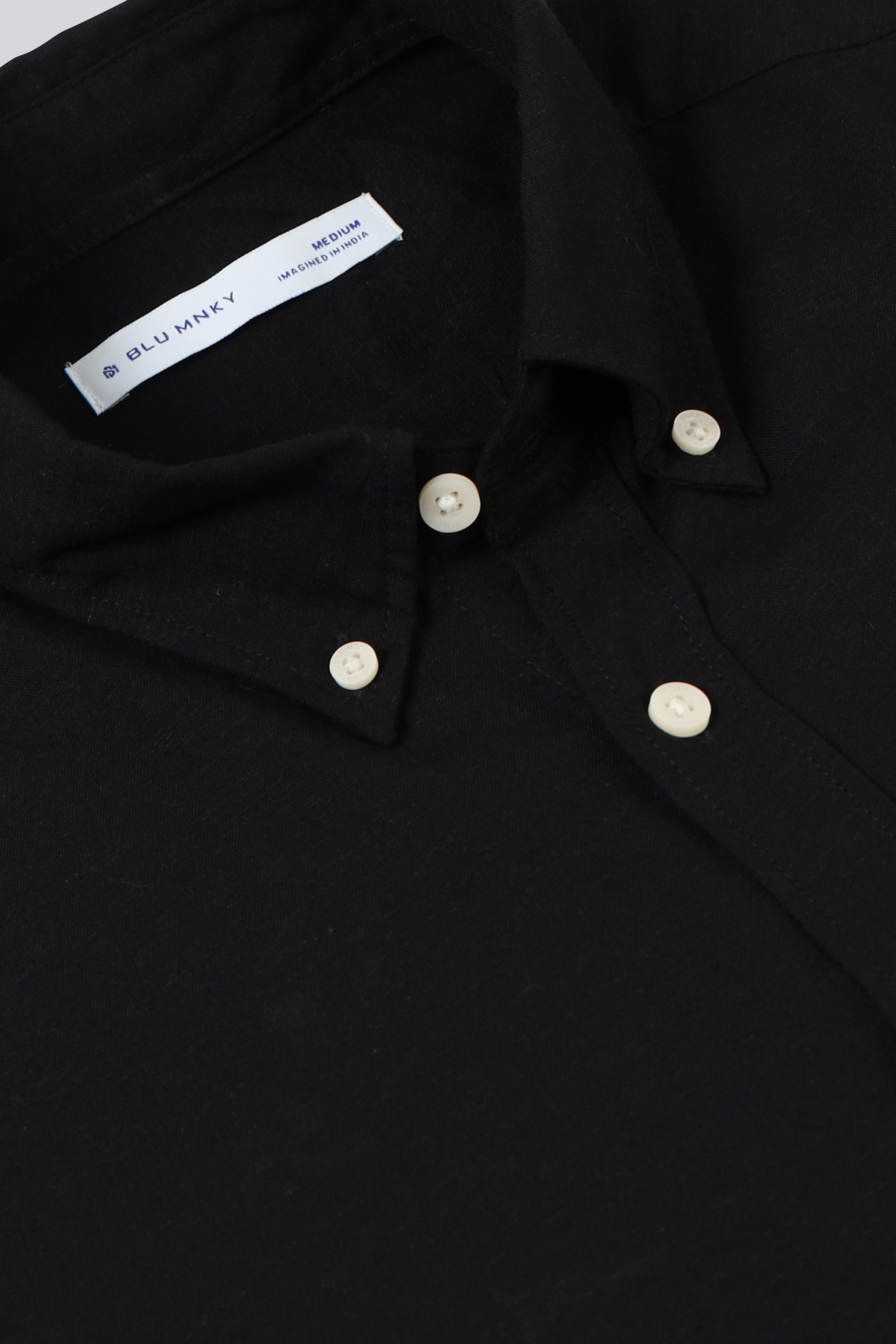 Men Black Viscose Linen Shirt