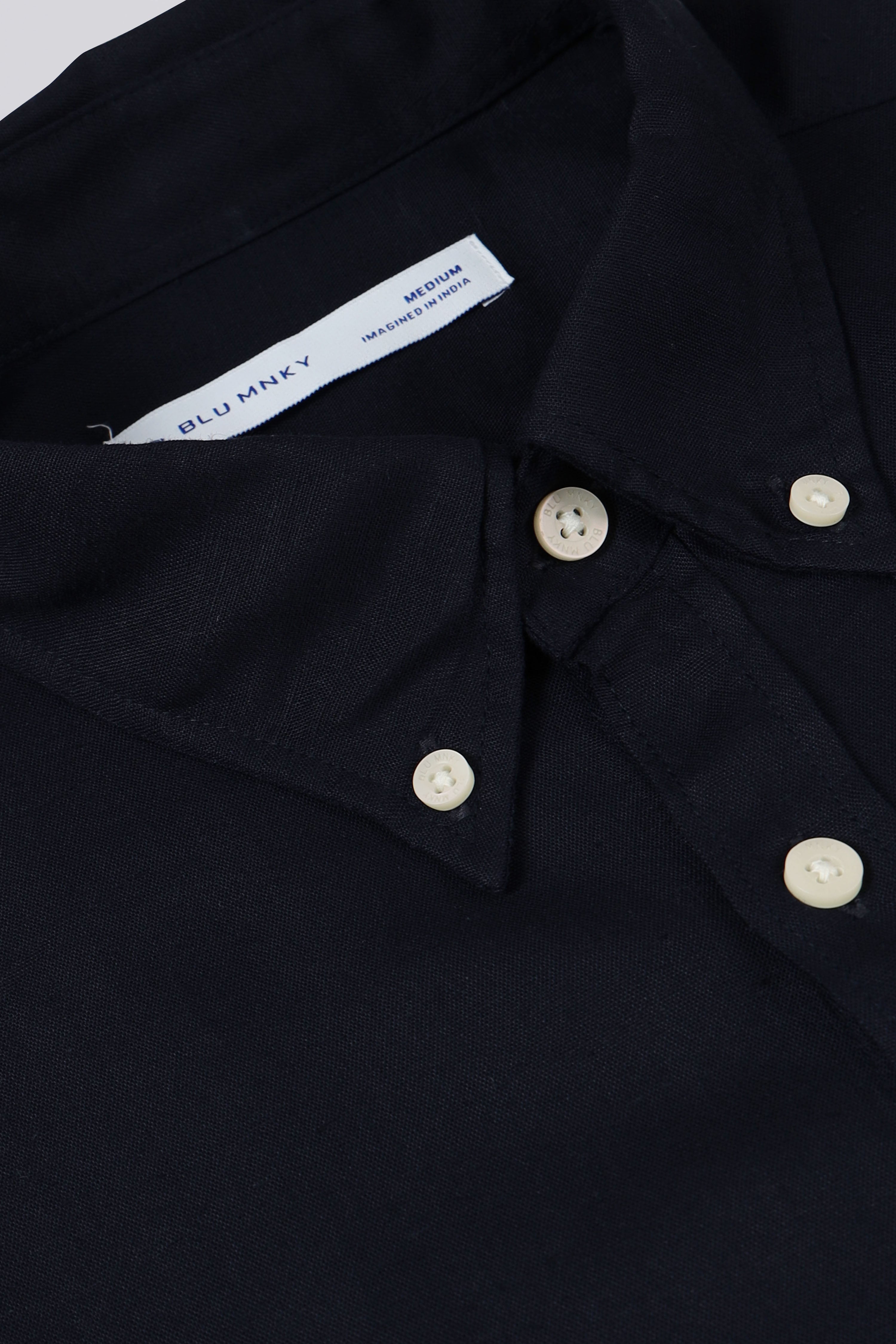 Men Navy Viscose Linen Shirt