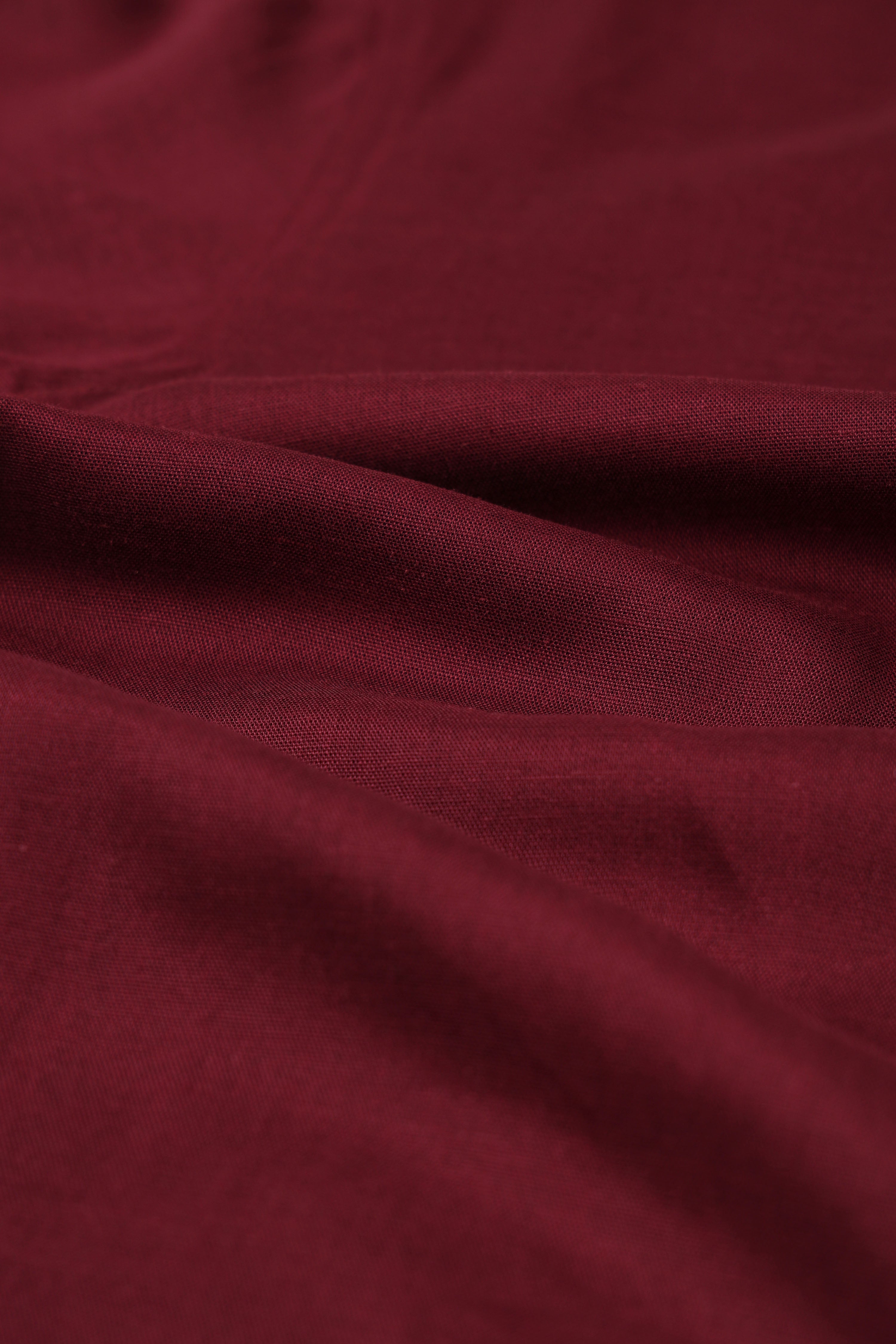 Men Maroon Viscose Linen Shirt
