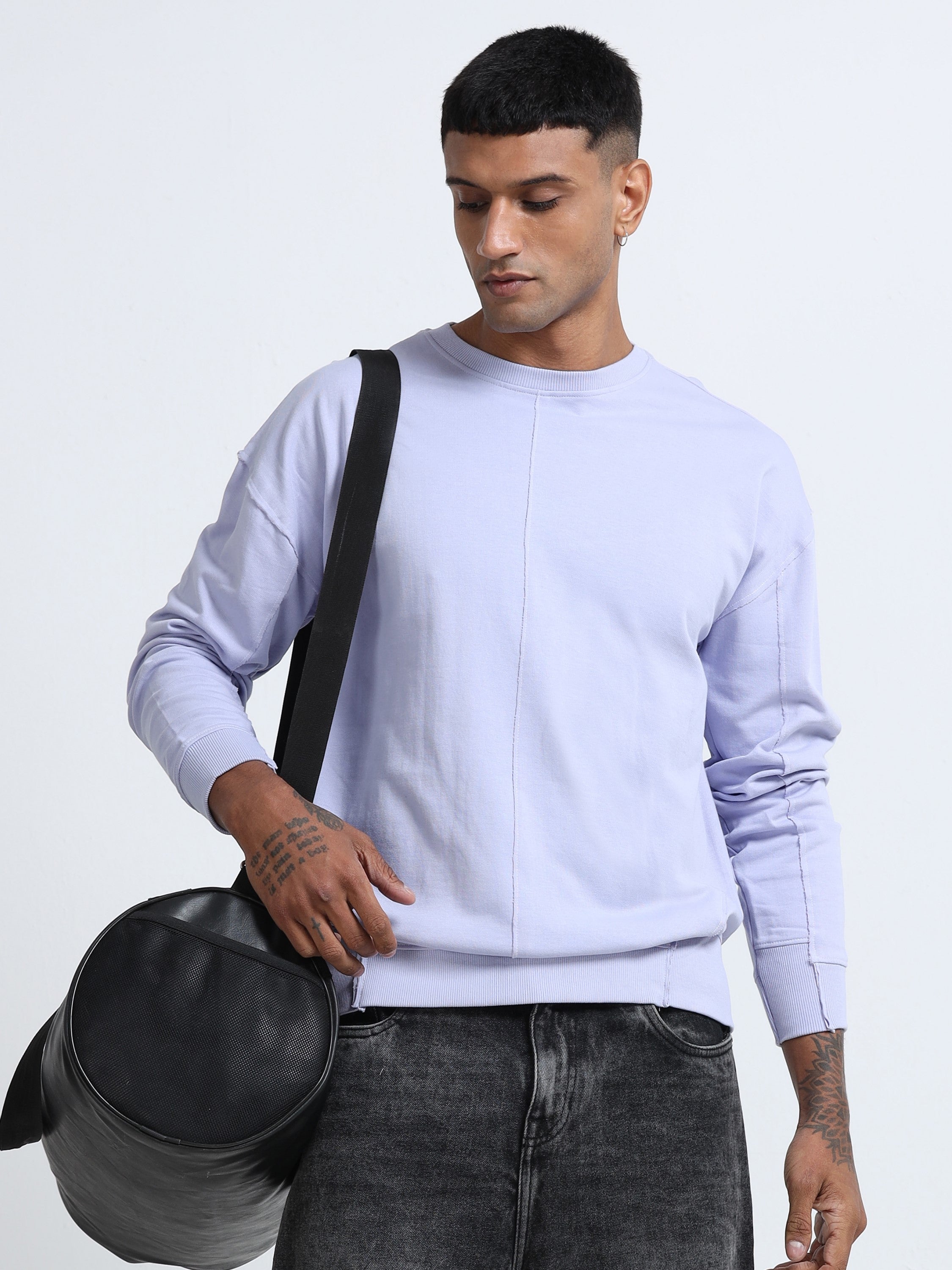 Men Lavender Oversized Sweatshirt