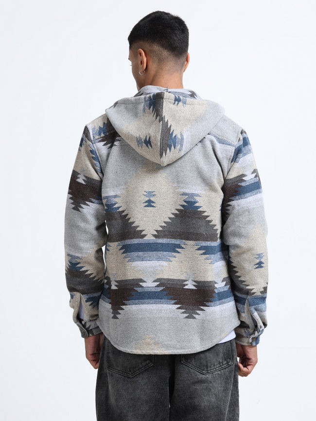Men Cozy Hooded Shacket