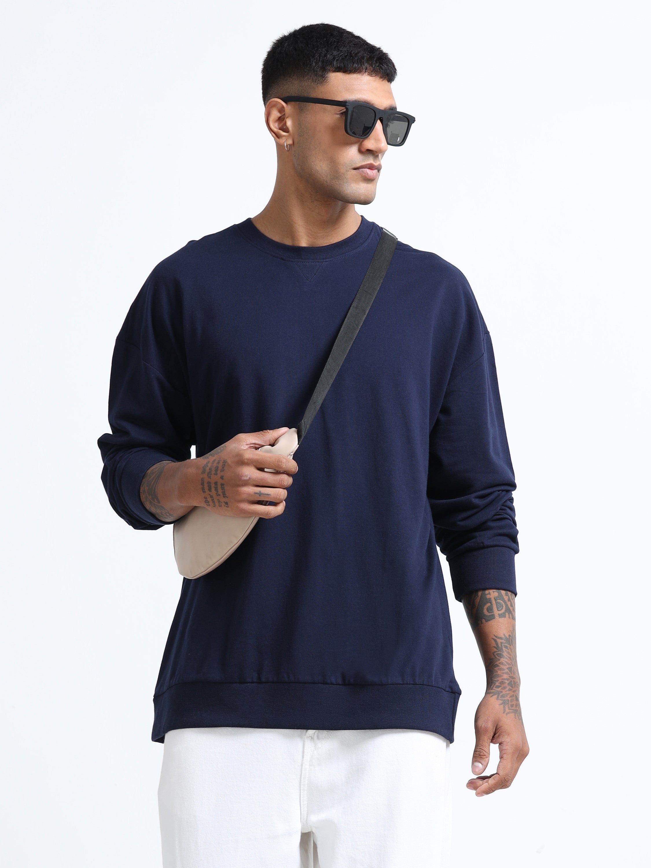 Men Navy Oversized Sweatshirt