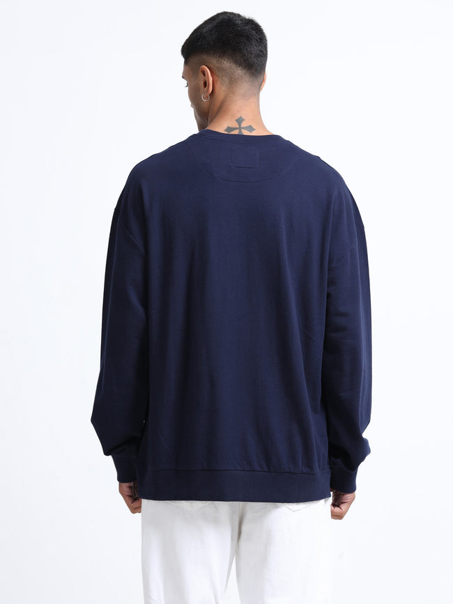 Men Navy Oversized Sweatshirt