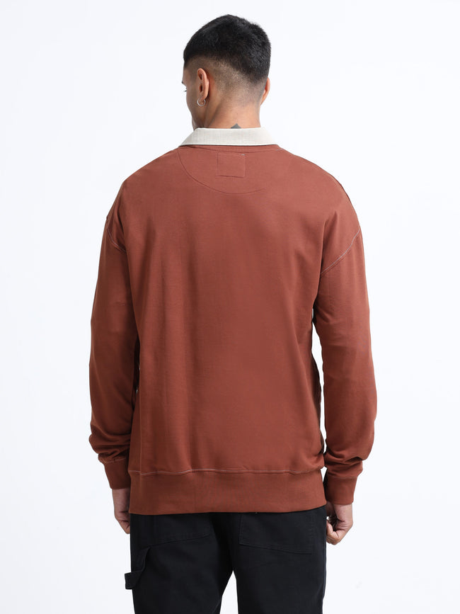 Men Brown Oversized Sweatshirt