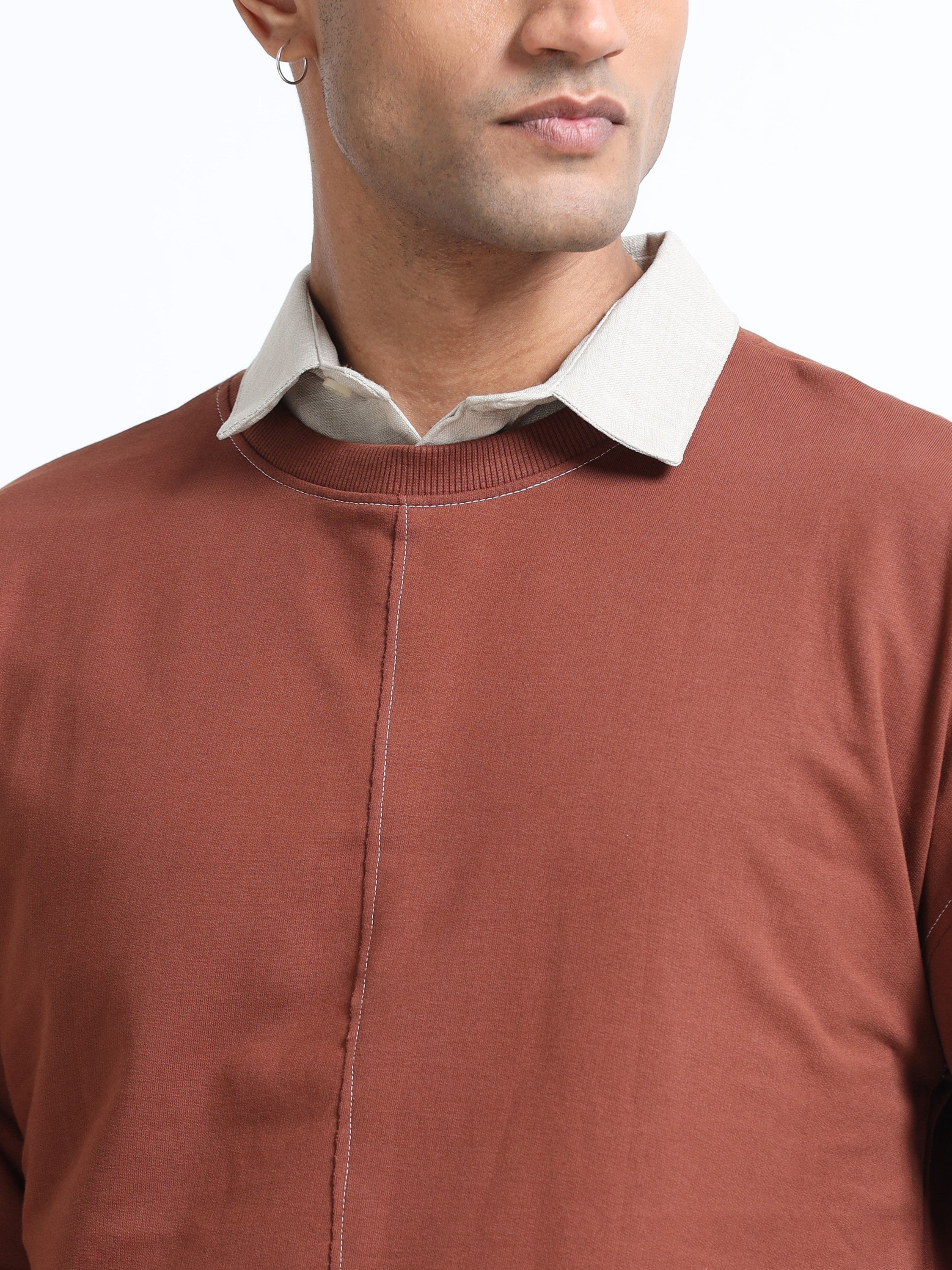 Men Brown Oversized Sweatshirt