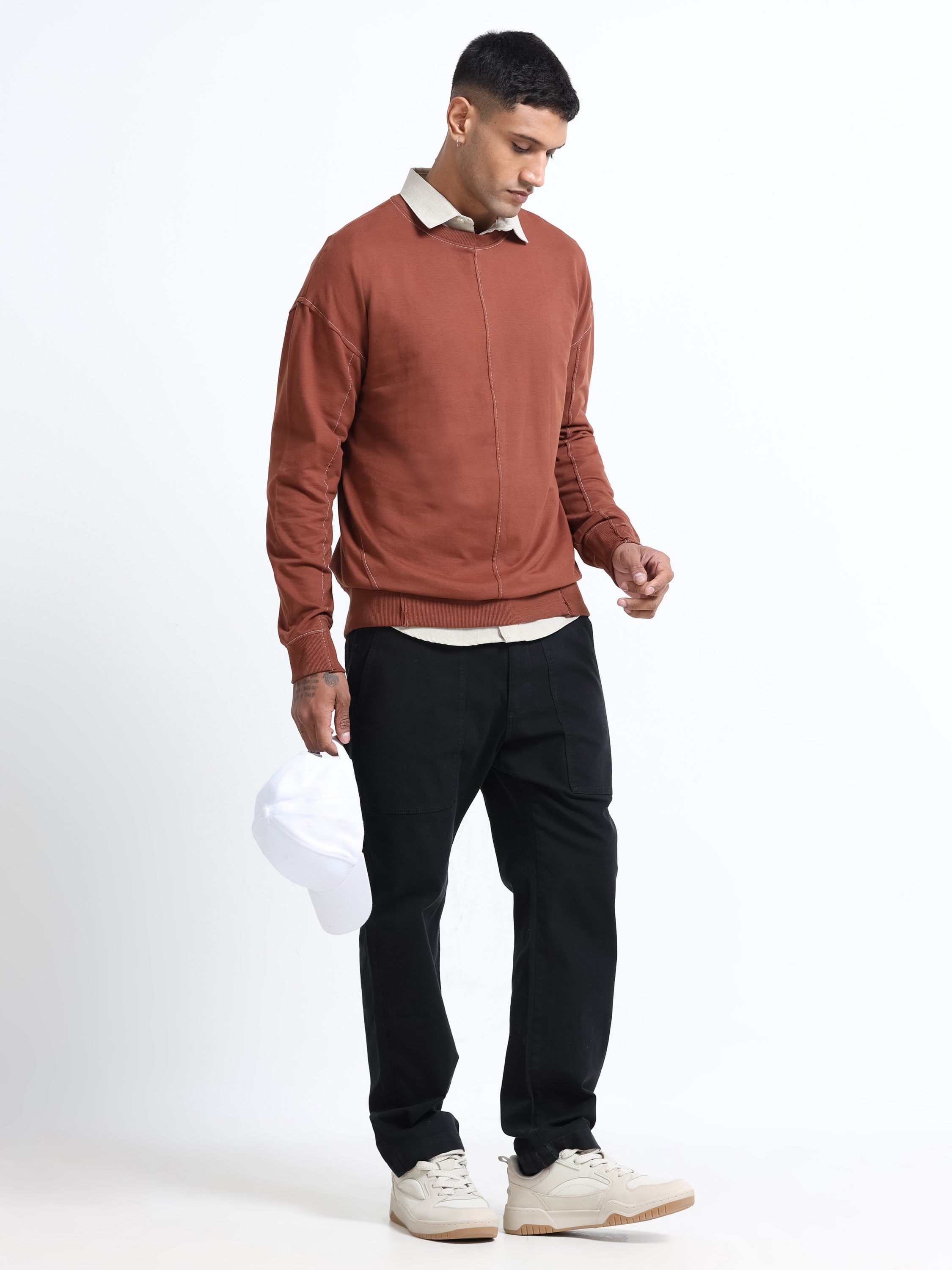 Men Brown Oversized Sweatshirt