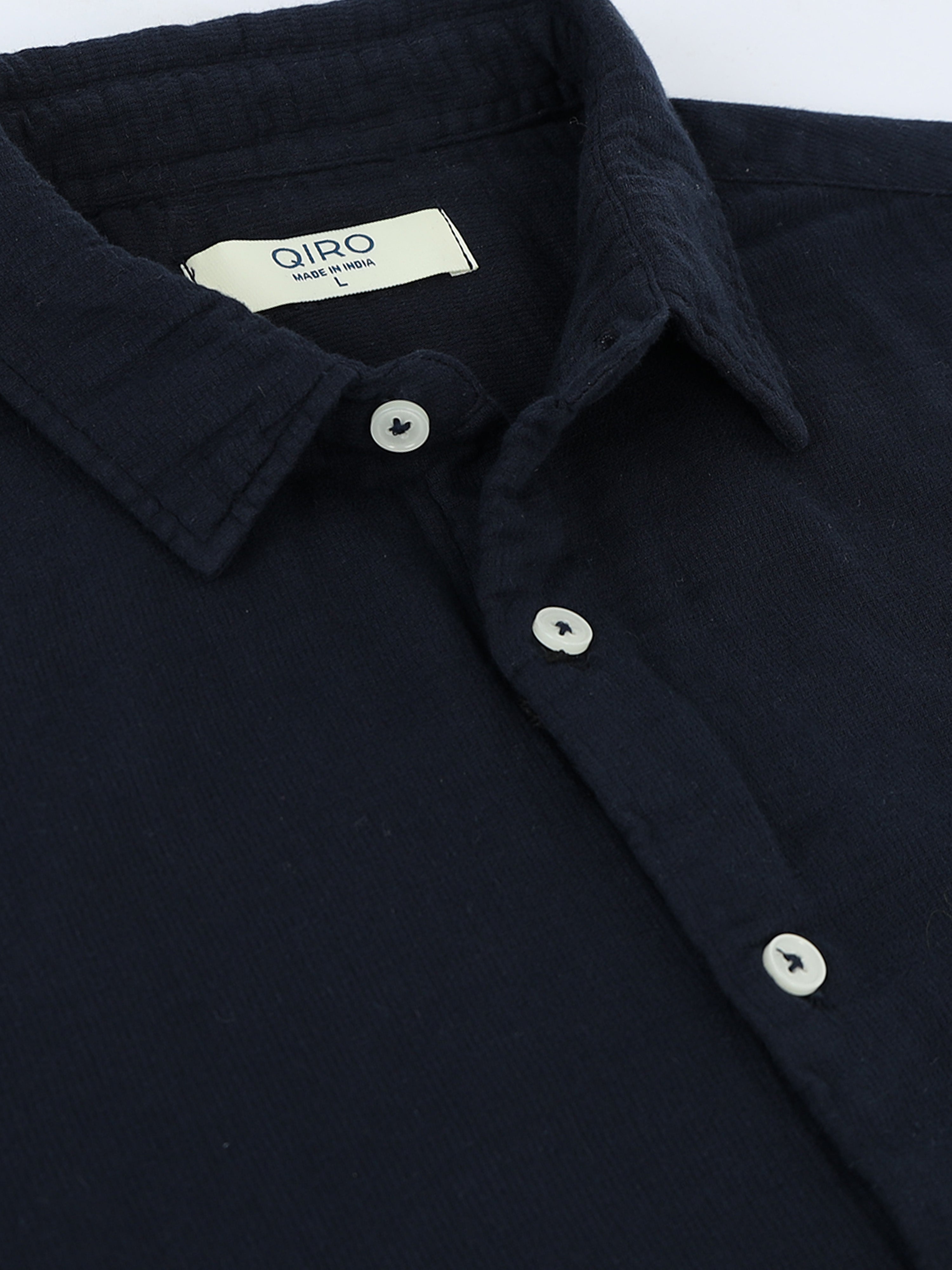Men Navy Double Cloth Shirt