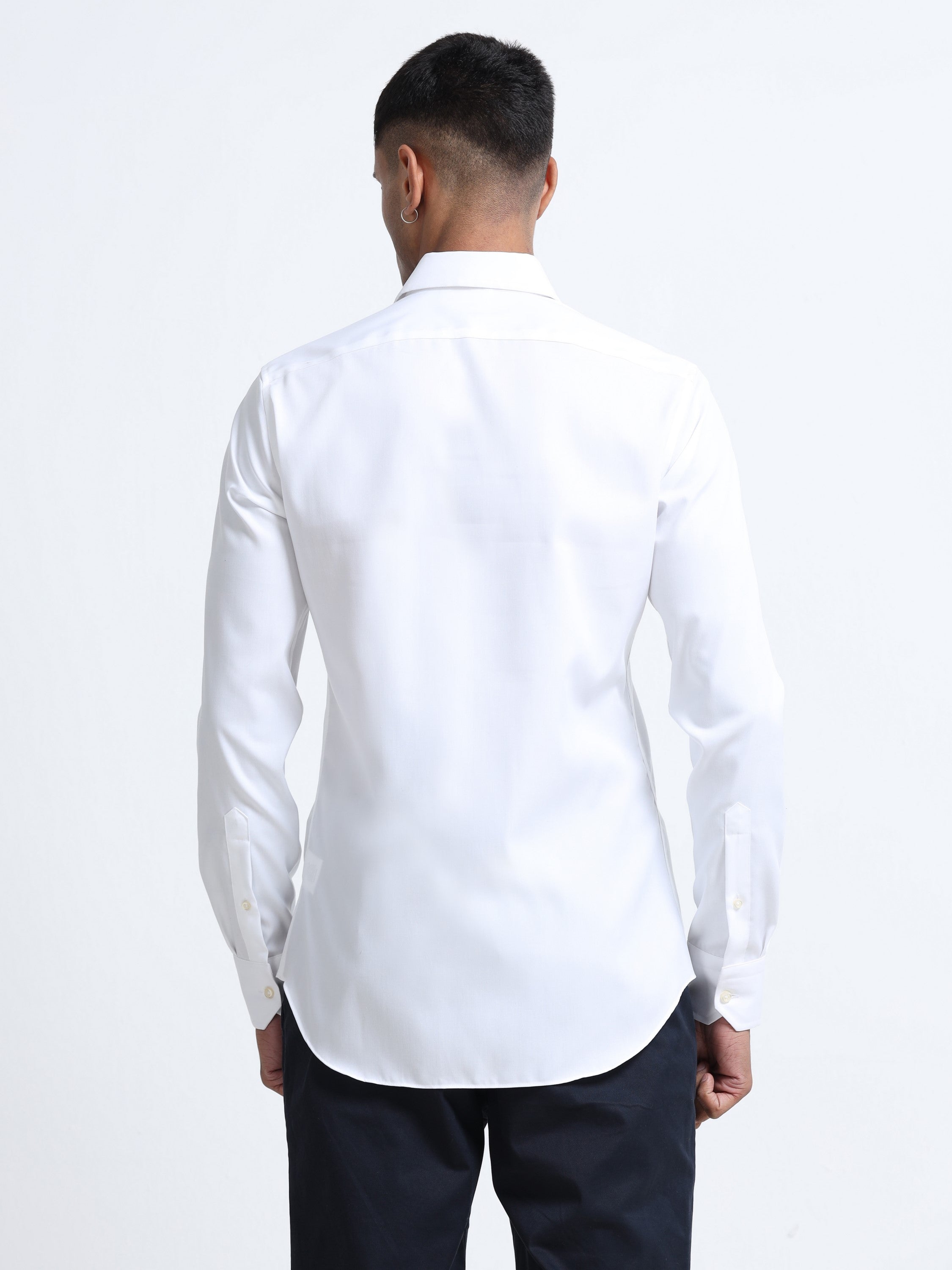 Men Classic White Spread Collar Shirt