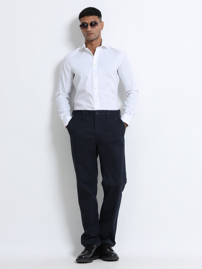 Men Classic White Spread Collar Shirt