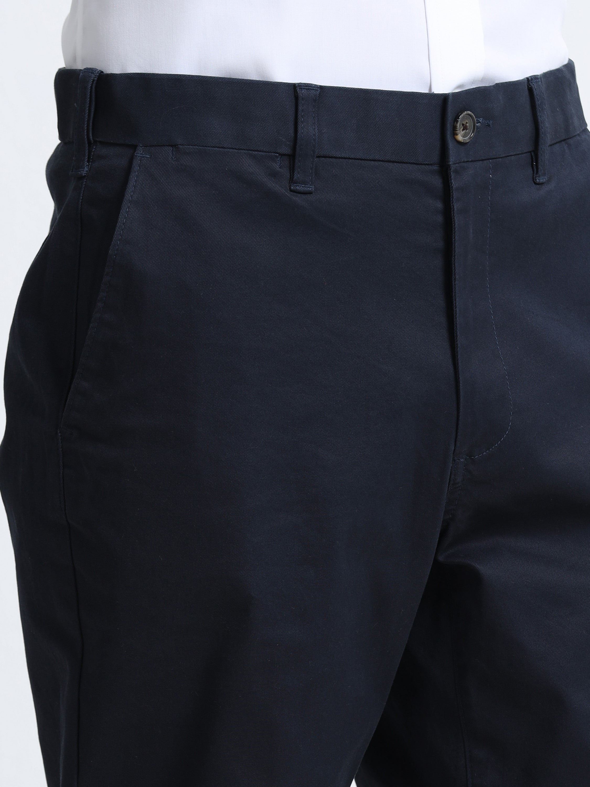 Men Black Mid-Rise Pants