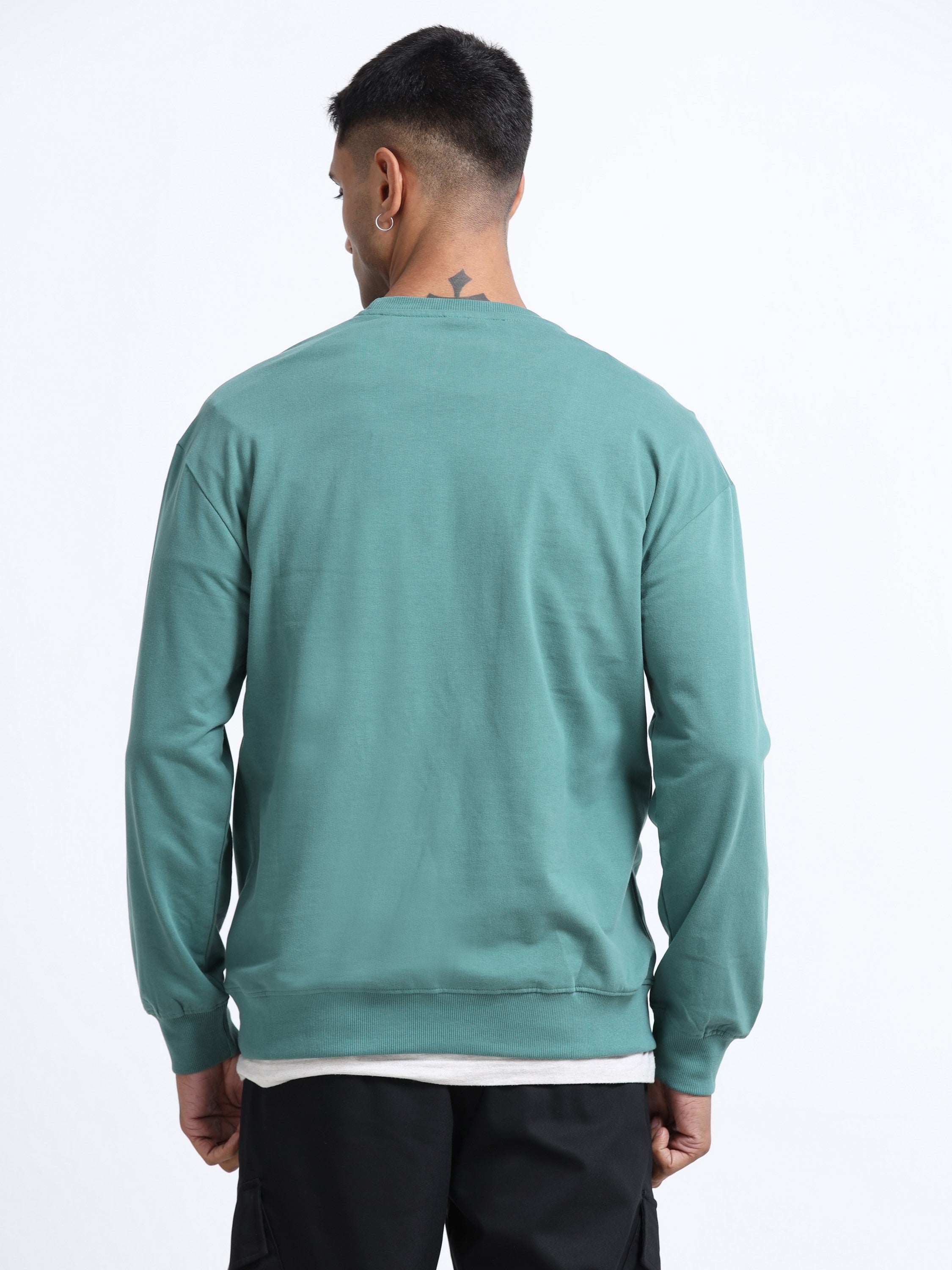 Men Green Printed Oversized Sweatshirt