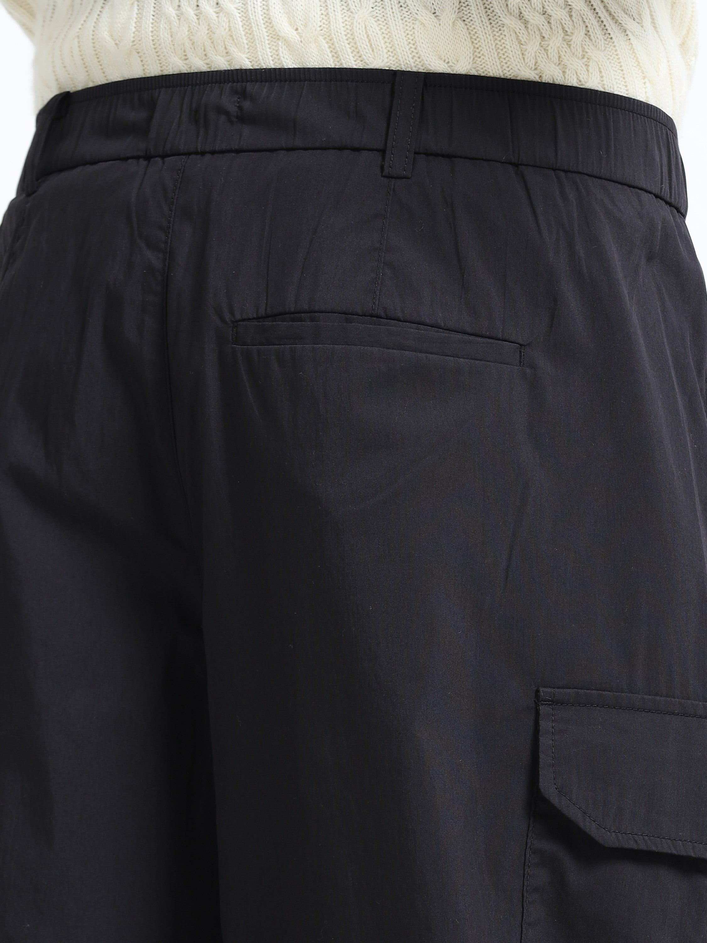 Men Black Baggy Parachute Cargo Pants