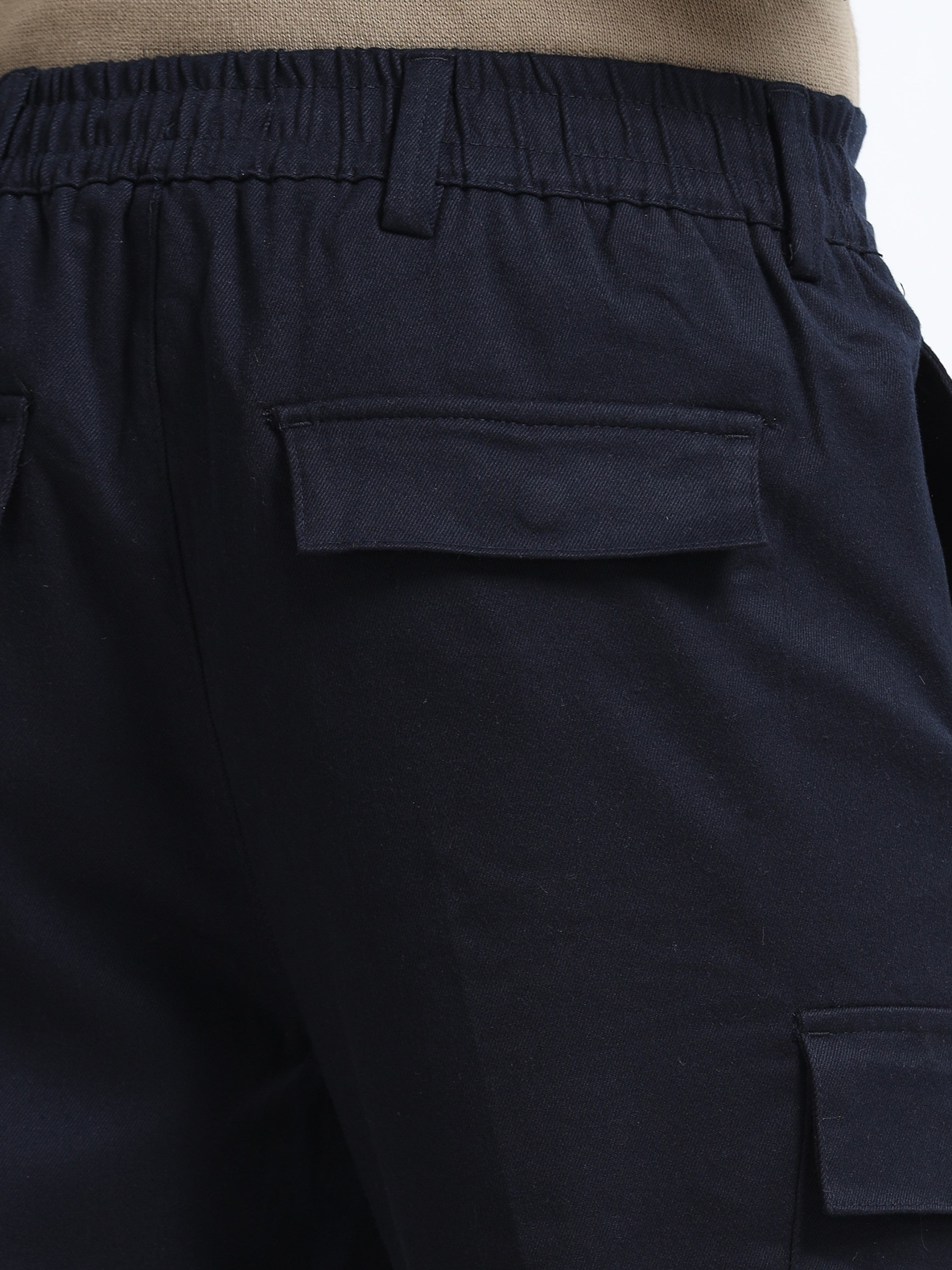 Men Navy Regular Fit Cargo Pants