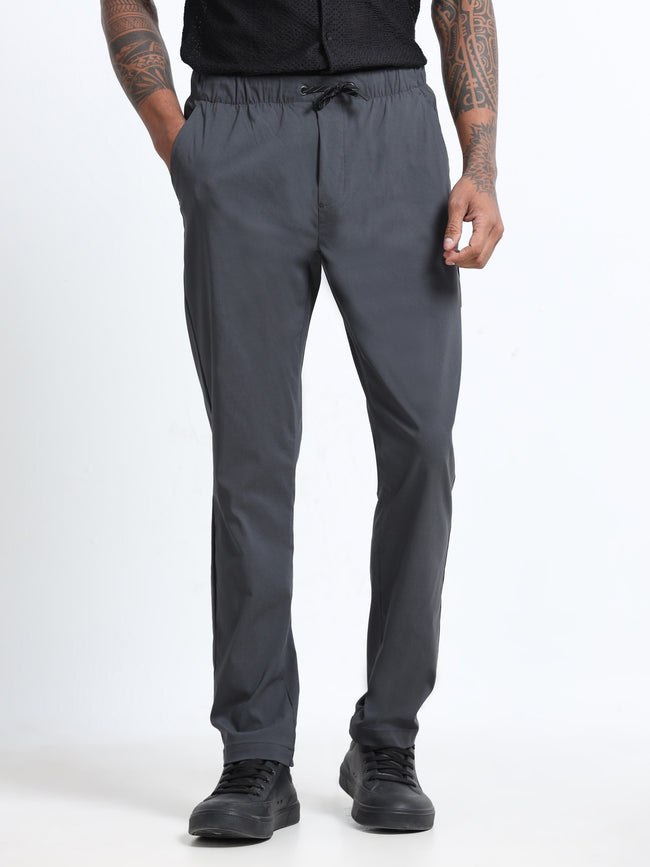 Men Grey Parachute Pants