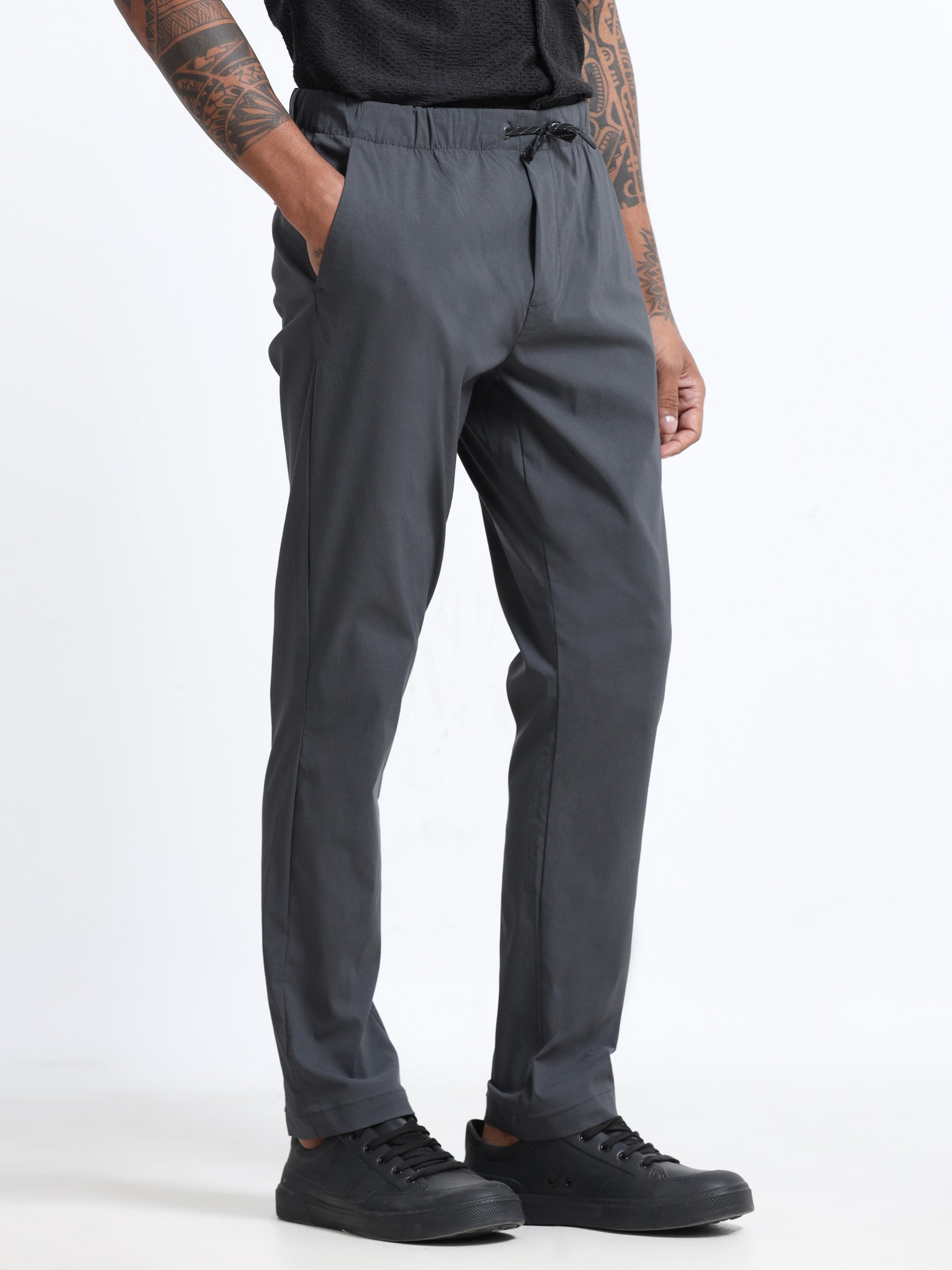 Men Grey Parachute Pants