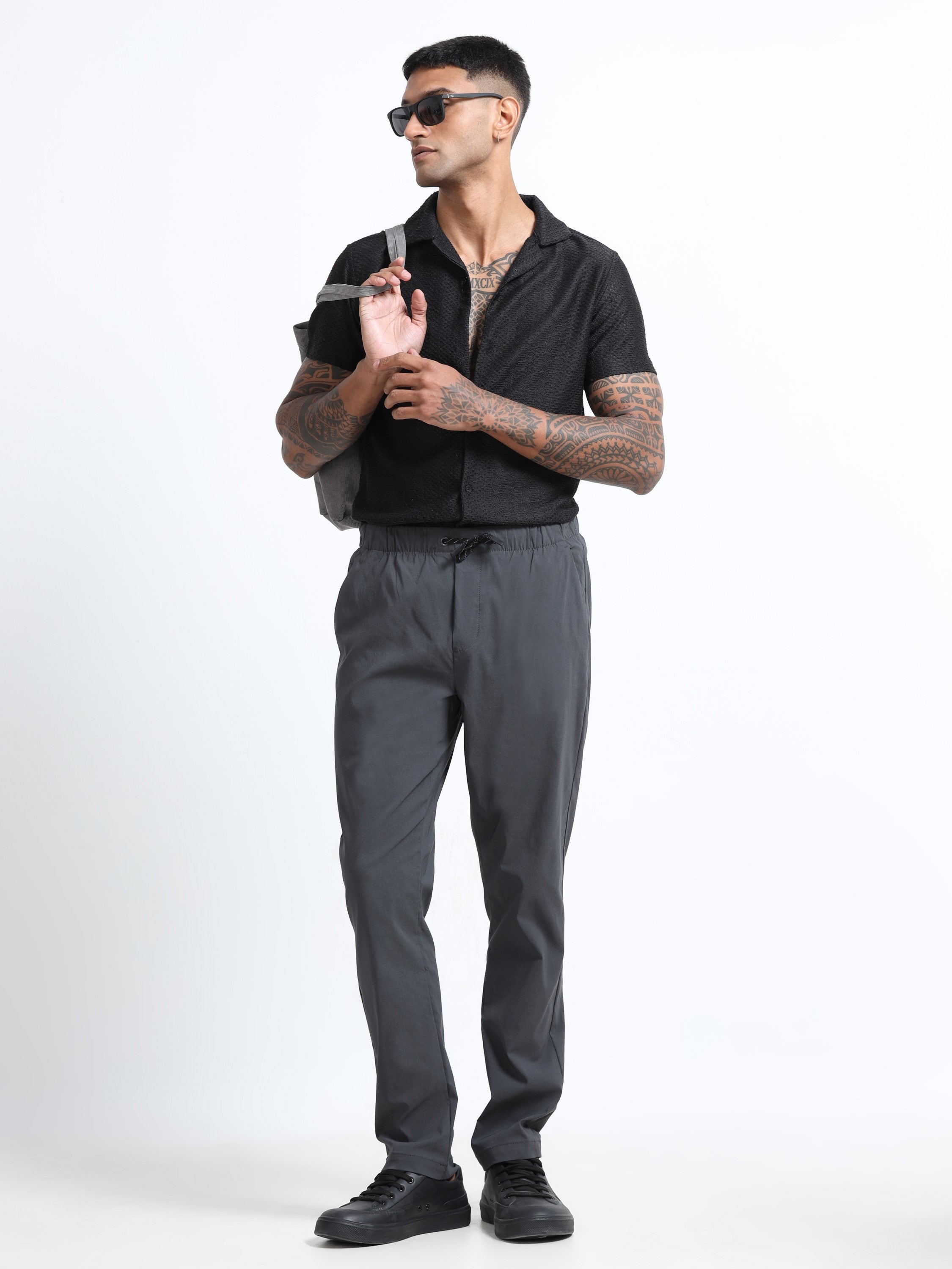 Men Grey Parachute Pants