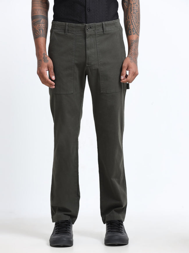 Men Olive Carpenter Cargo Pants