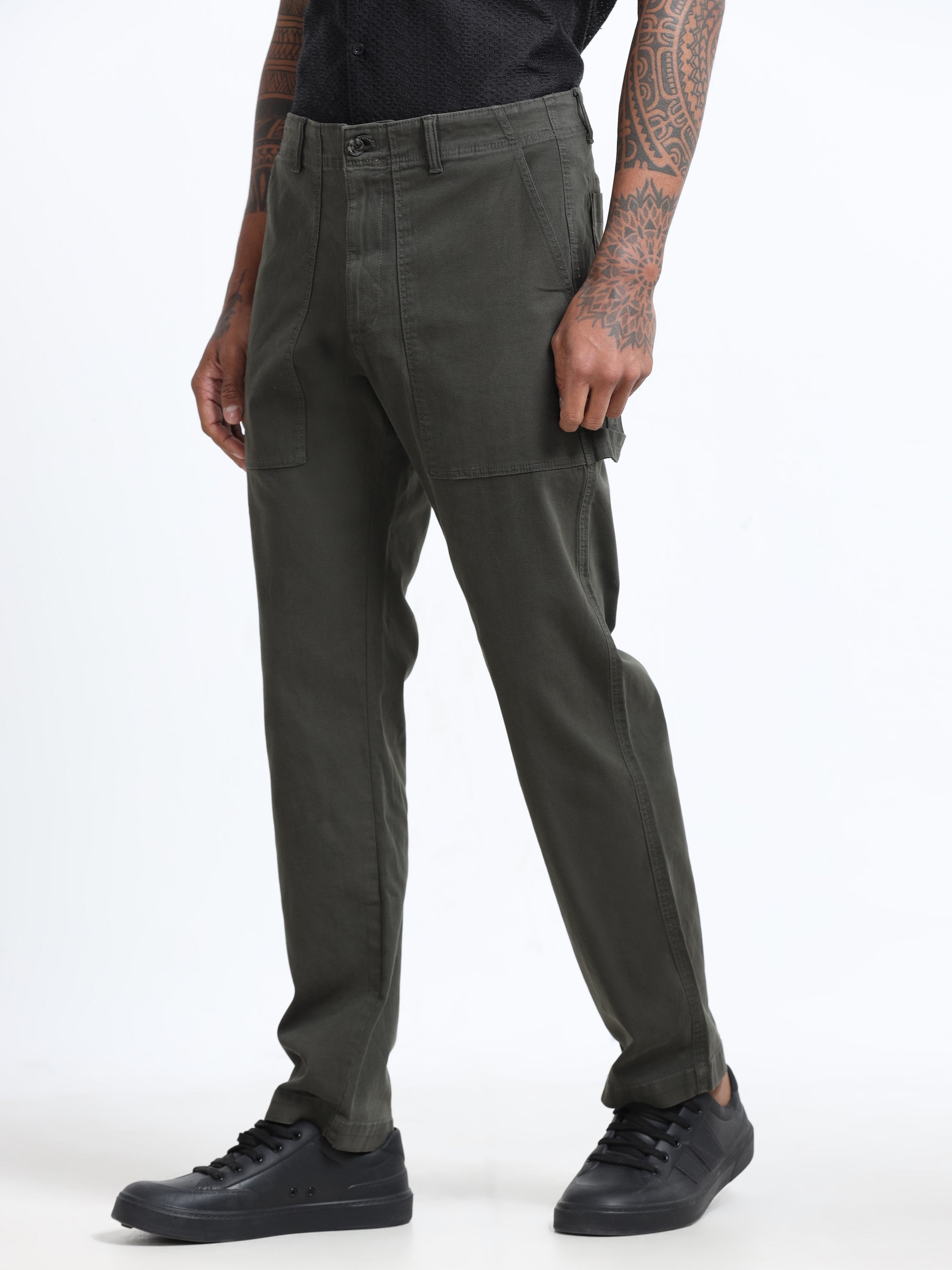 Men Olive Carpenter Cargo Pants