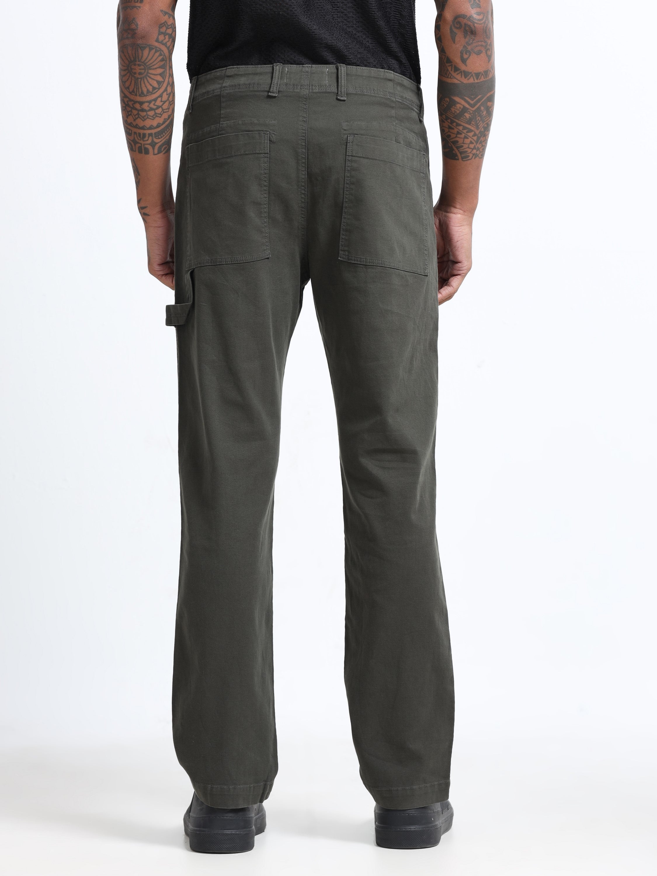 Men Olive Carpenter Cargo Pants