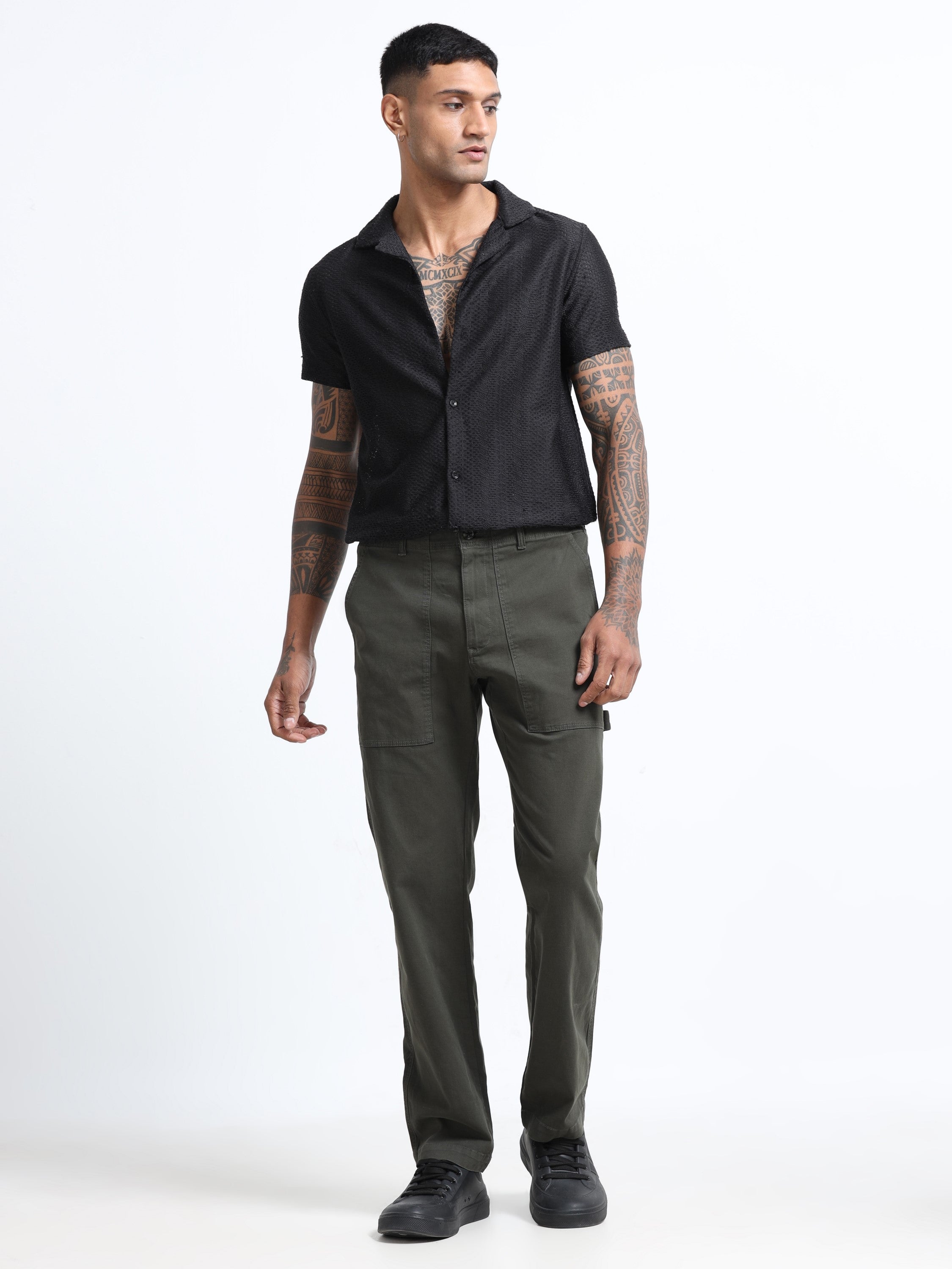 Men Olive Carpenter Cargo Pants