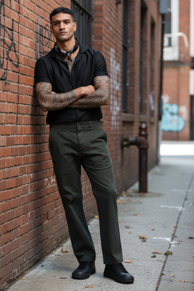 Men Olive Carpenter Cargo Pants