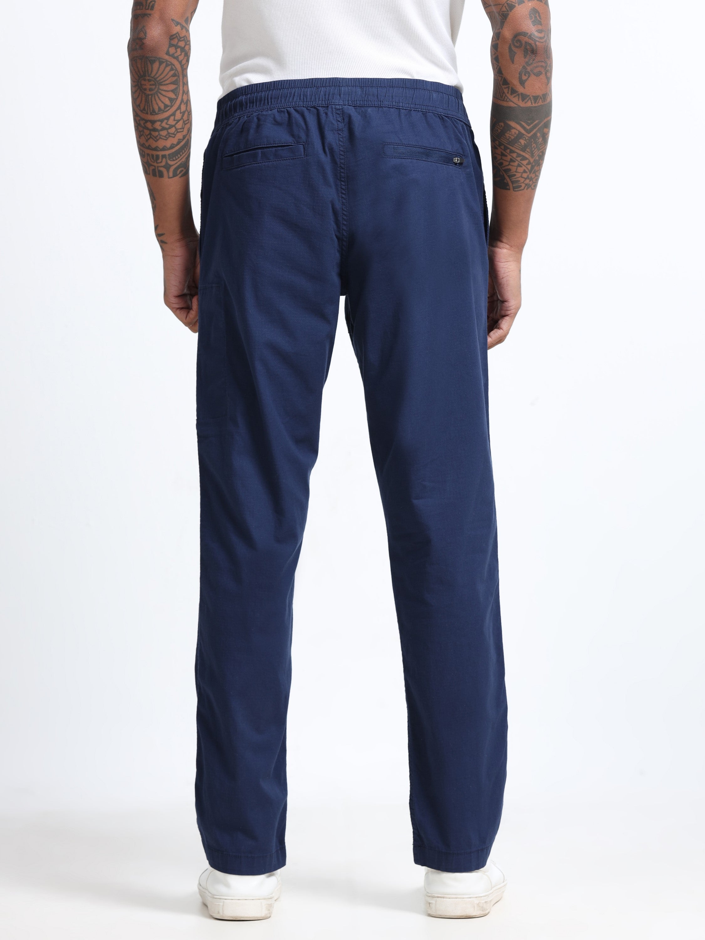 Men Blue Jogger with 5 Pockets Elasticated Waist
