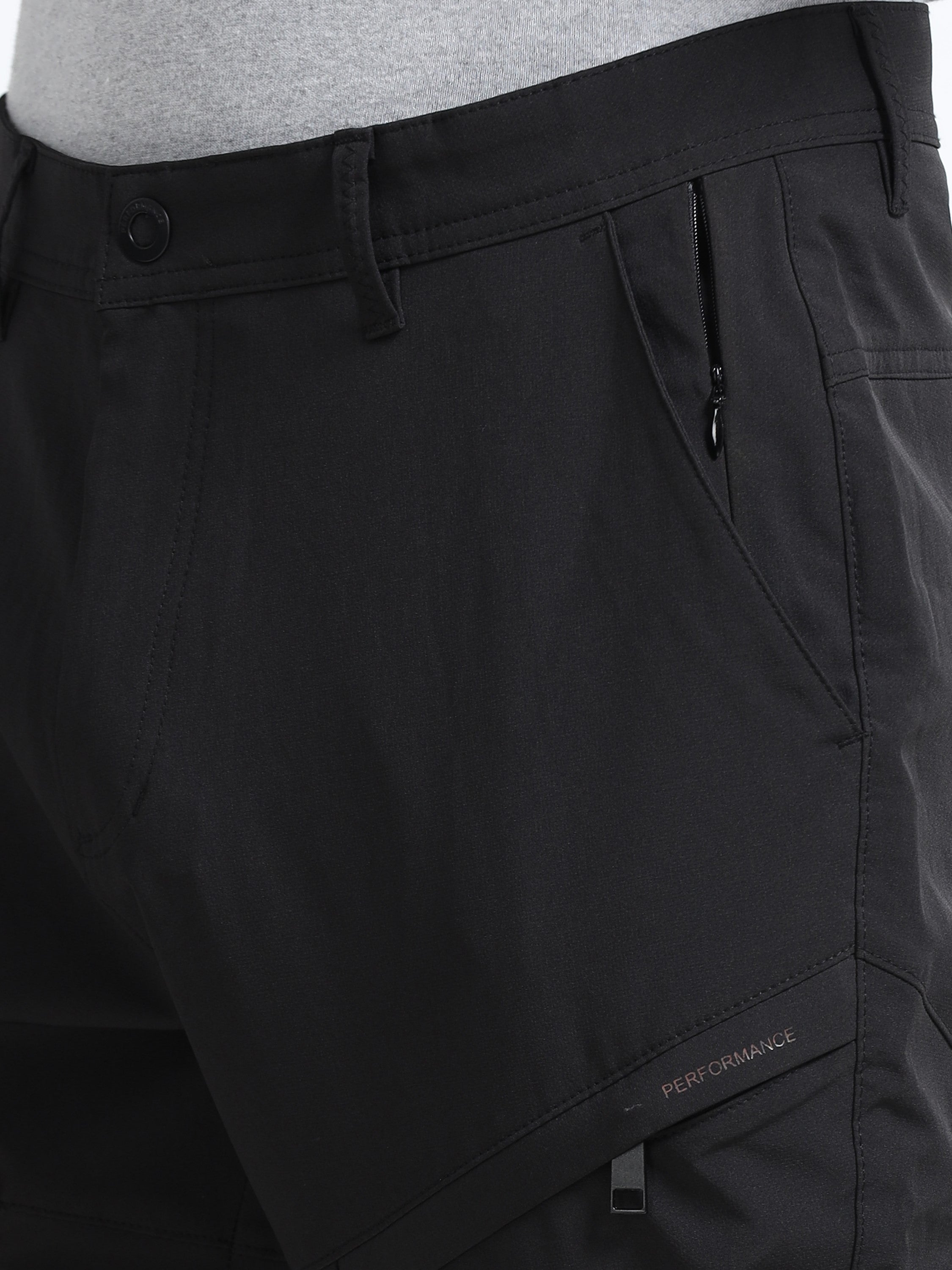 Men Black Polyester Blend Pants