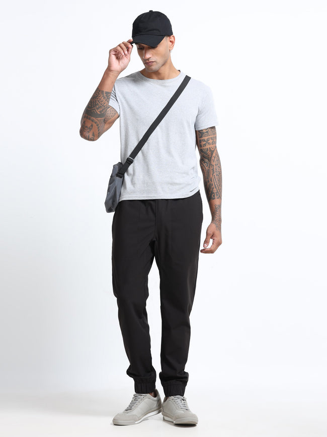 Men Black Regular Fit Joggers
