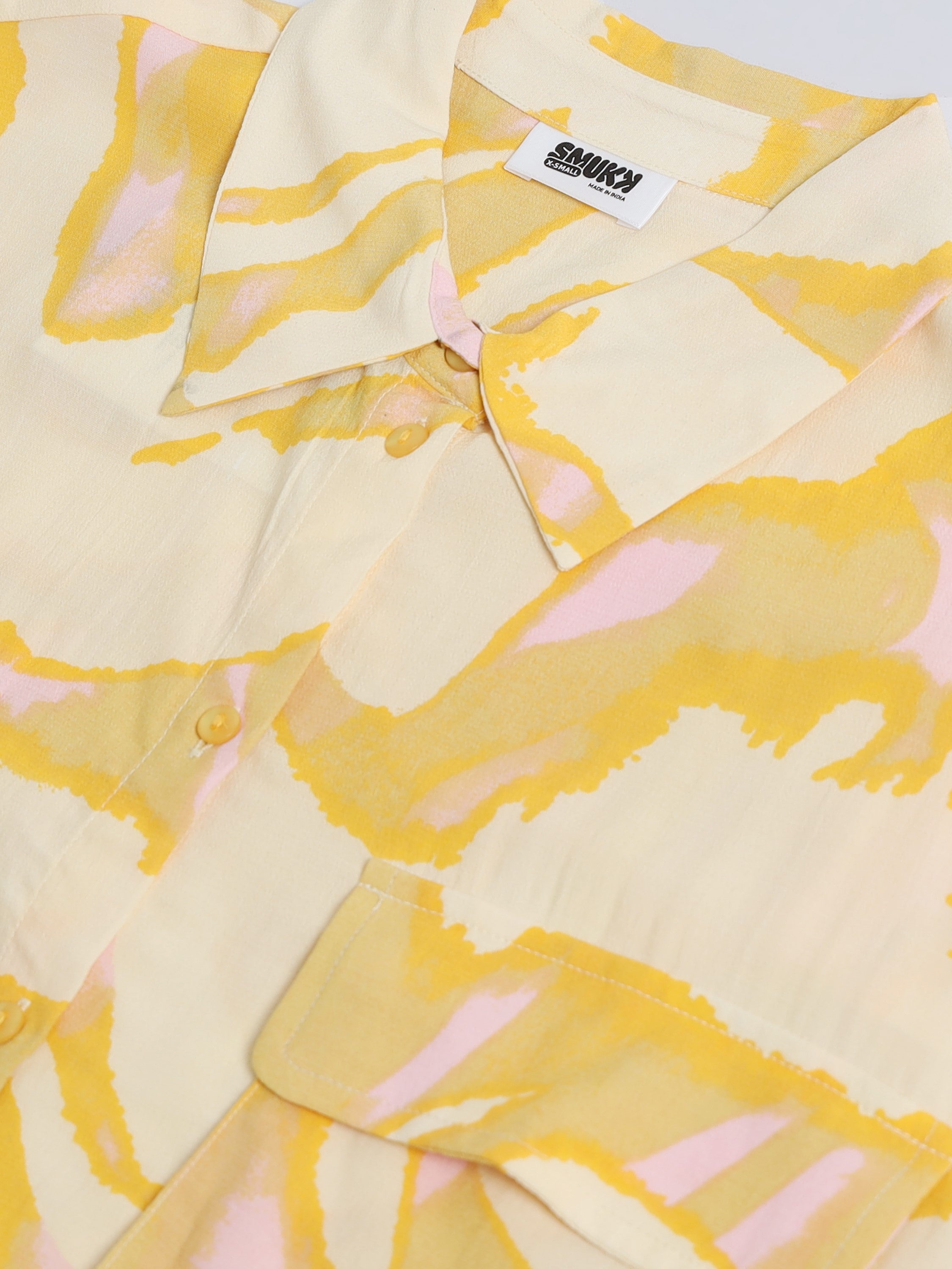 Women Yellow Double Pocket Comfort Shirt