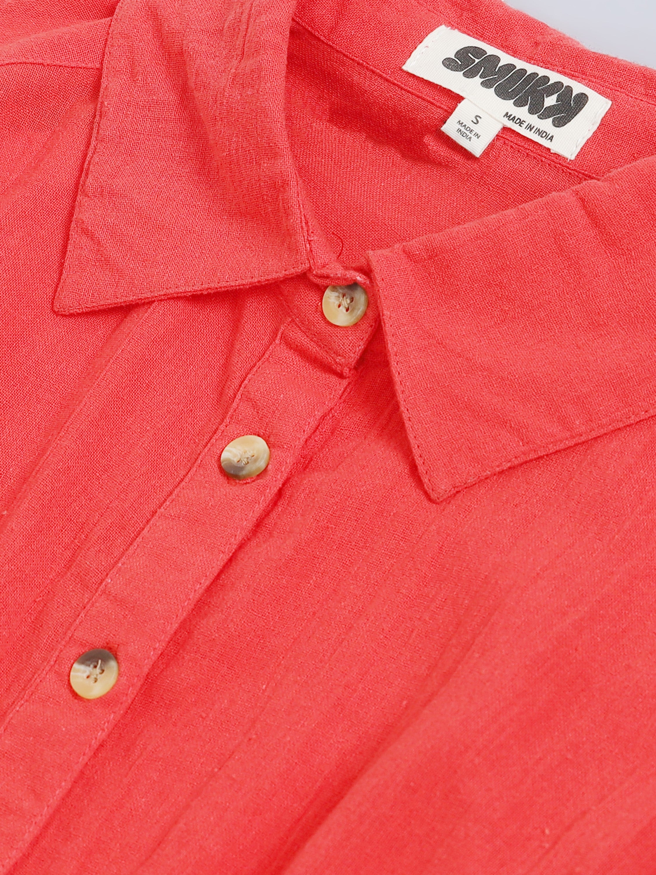 Women Red Back Cut-Out Shirt