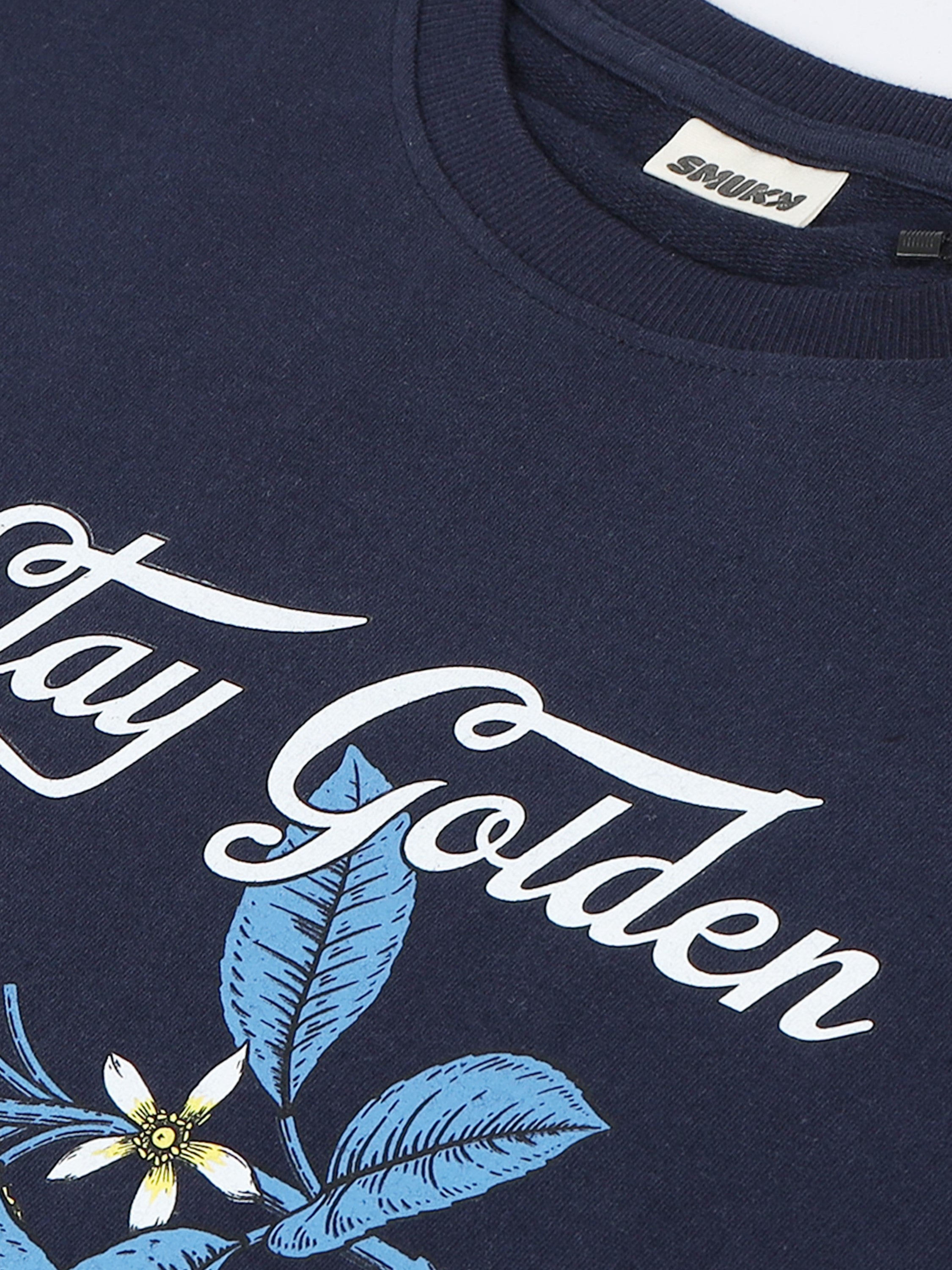 Men Navy Oversized Printed Sweatshirt