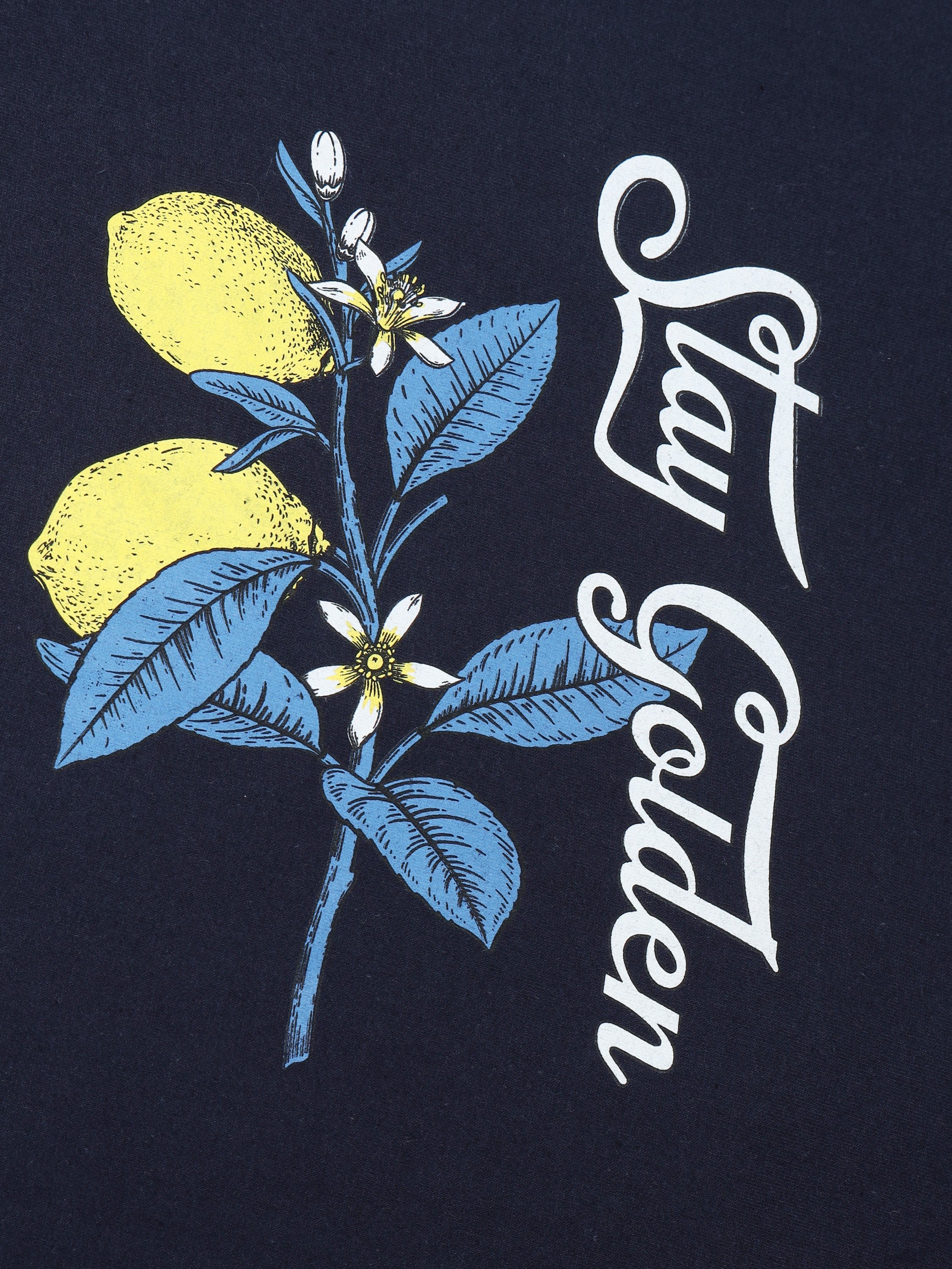 Men Navy Oversized Printed Sweatshirt