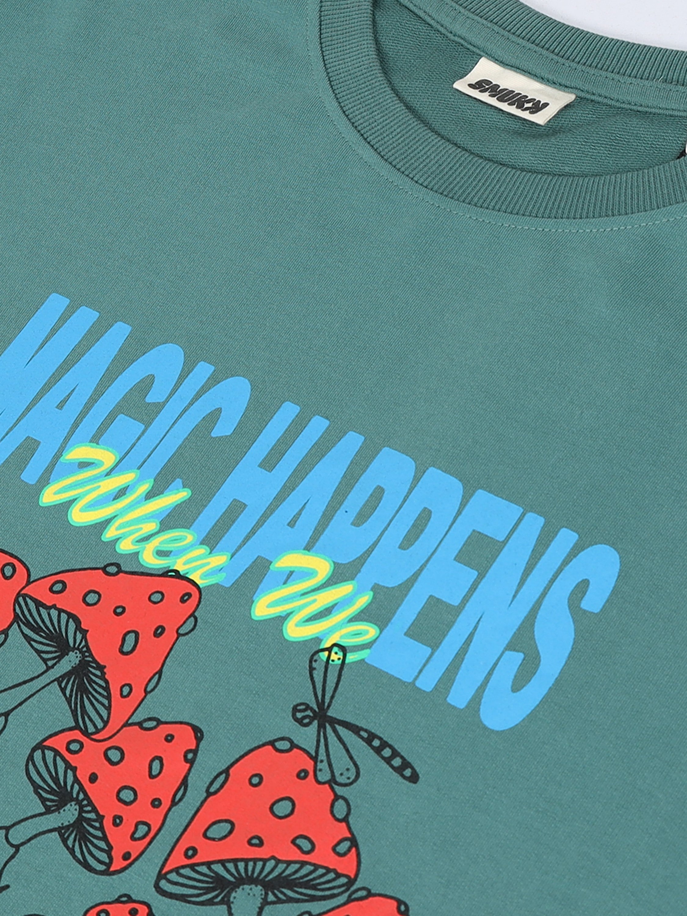 Men Green Printed Oversized Sweatshirt