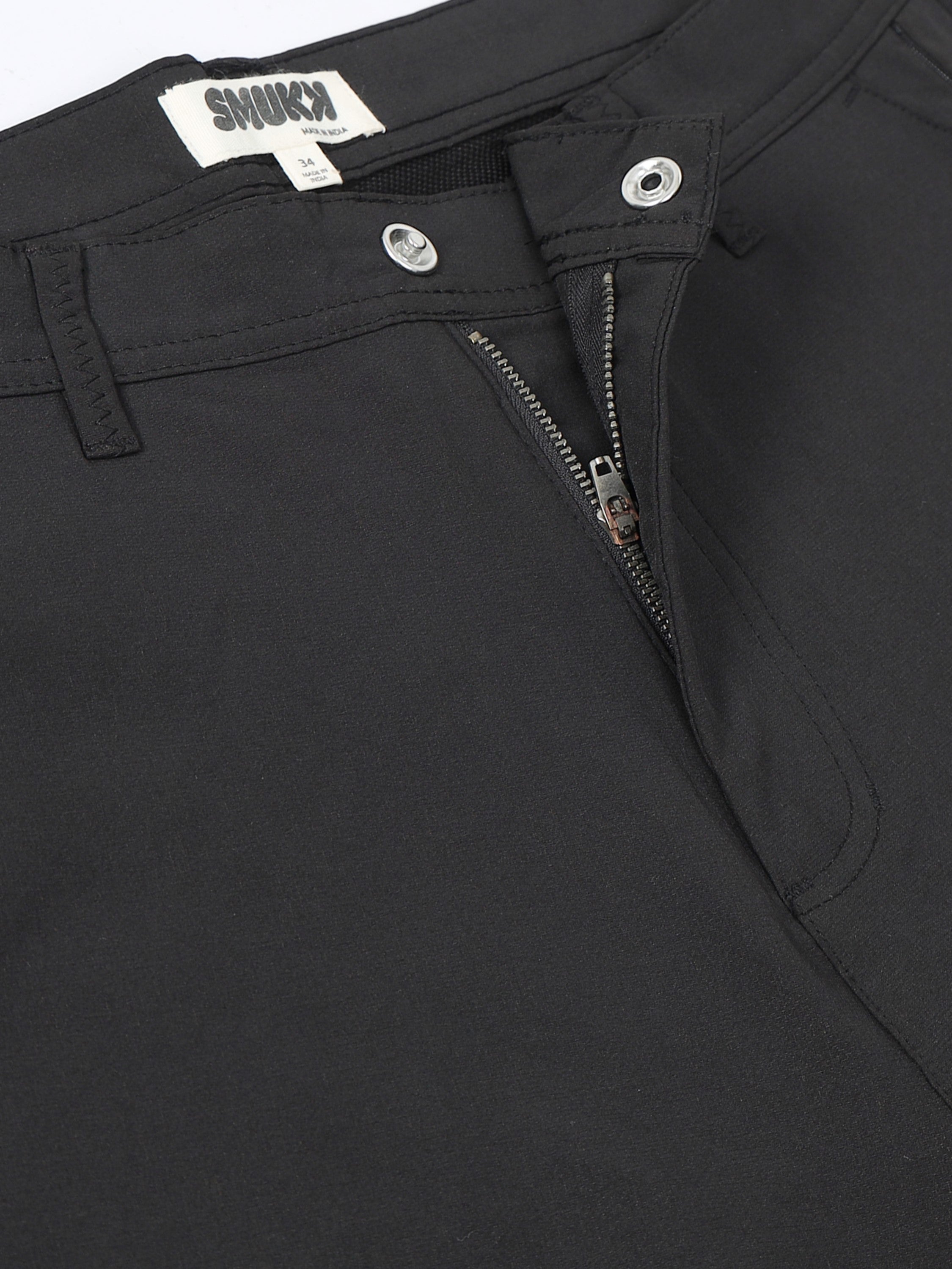 Men Black Polyester Blend Pants