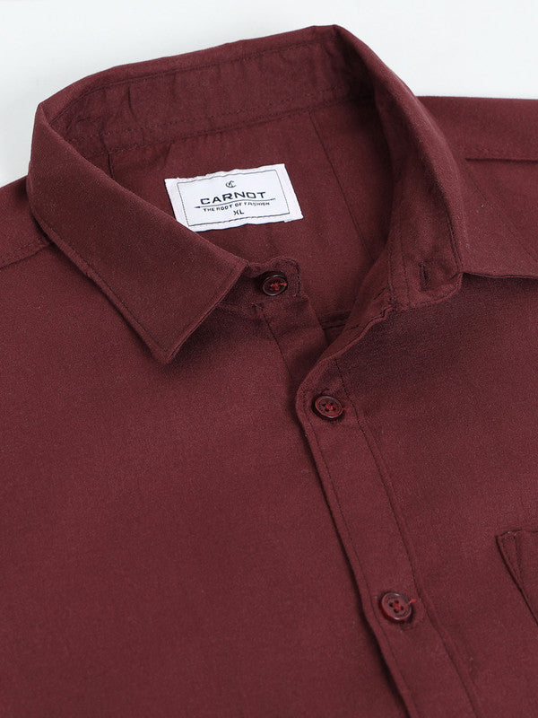 Men Maroon Casual Shirt