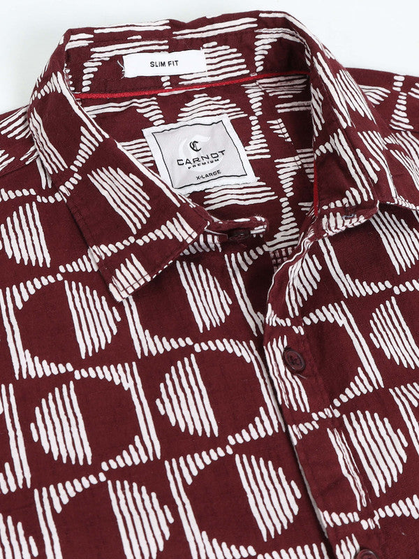 Men Maroon Casual Shirt