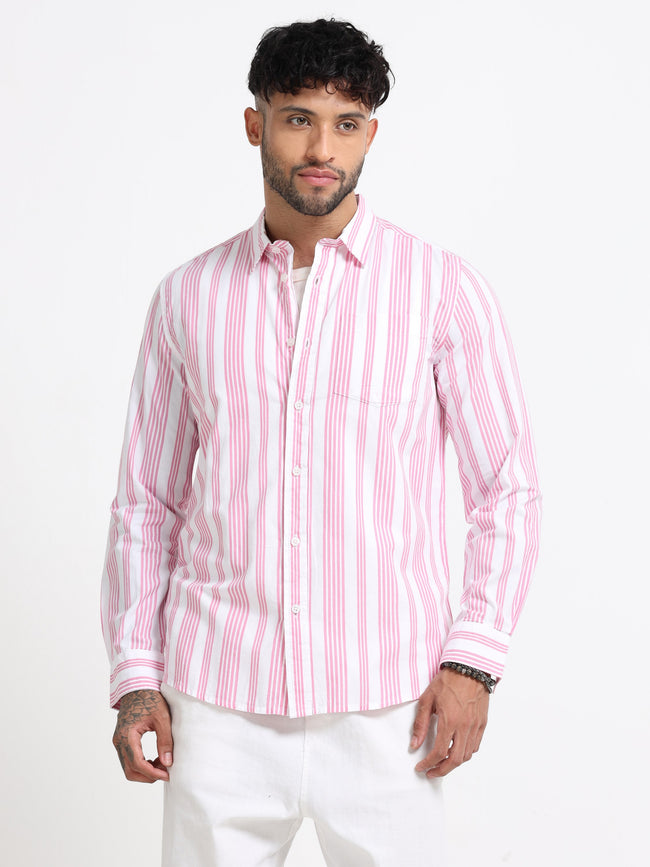 Men Pink & White  Stripe shirt