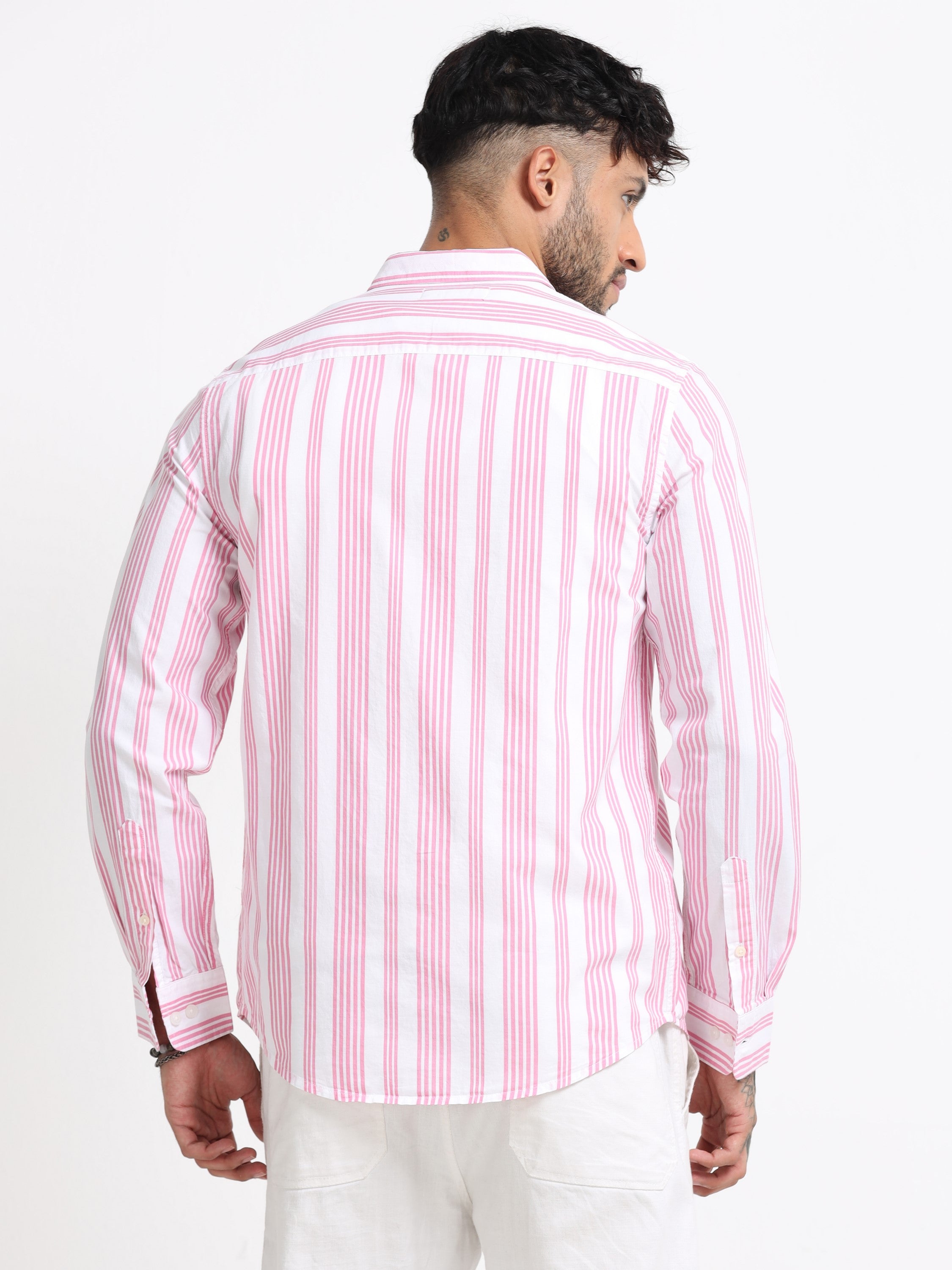 Men Pink & White  Stripe shirt