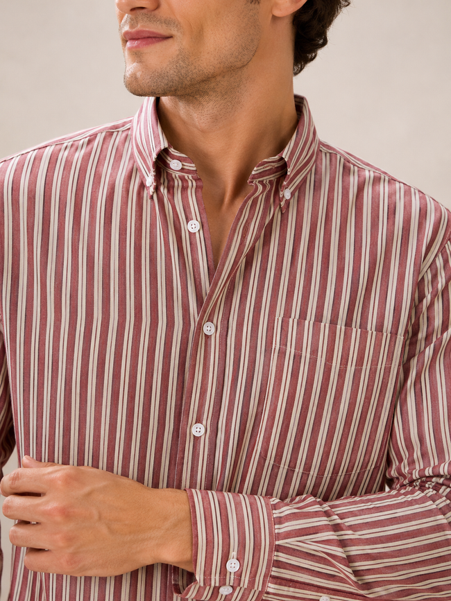 Men Brick Stripe Oxford Shirt