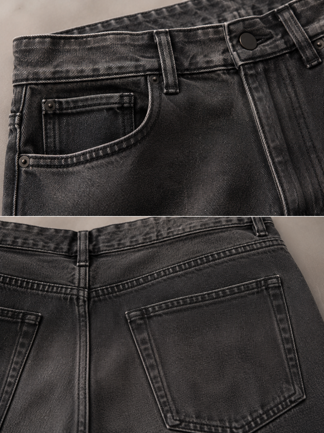 Men Black Washed Denim Shorts