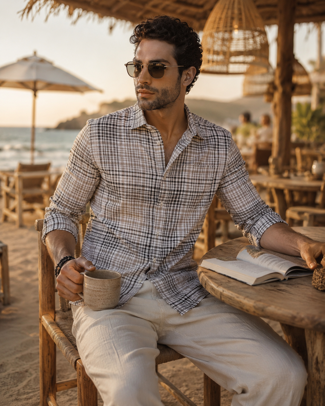 Men Grey Multi Regular Fit Check Shirt
