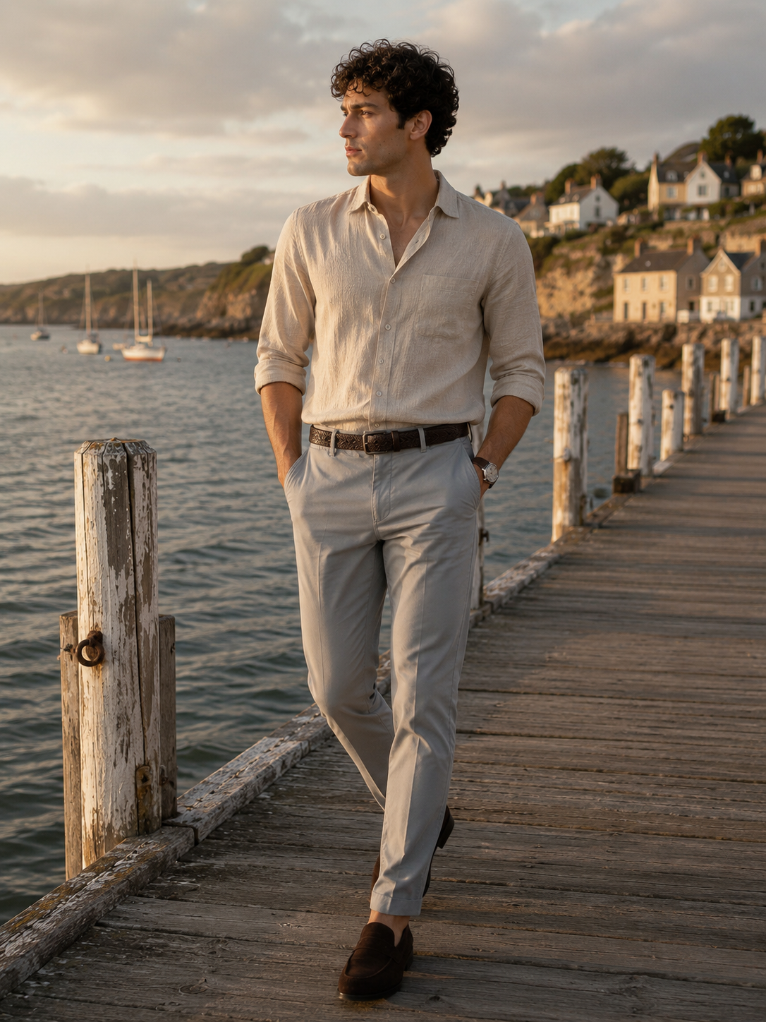 Men Grey Tailored Fit Trousers