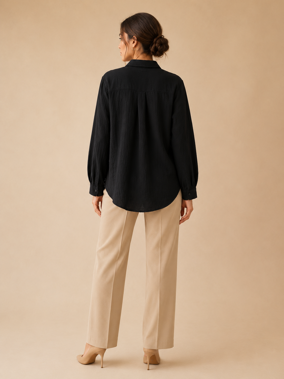 Women Black Double Gauze Comfort Shirt