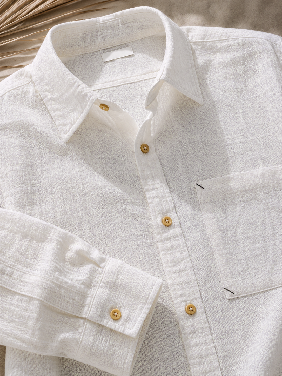 Men White Double Cloth Long Sleeve Shirt