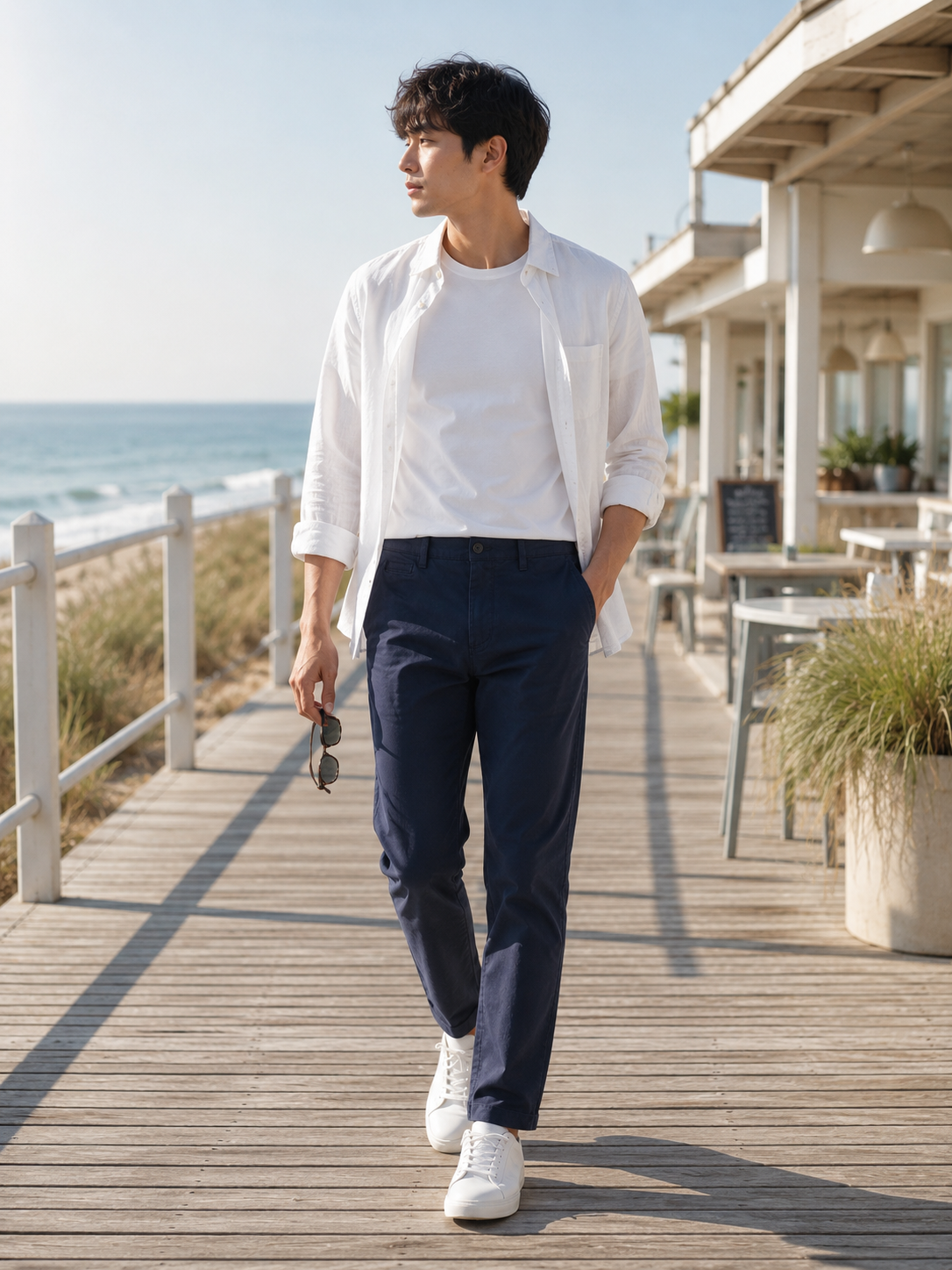 Men Navy Tailored Stretchable Chinos